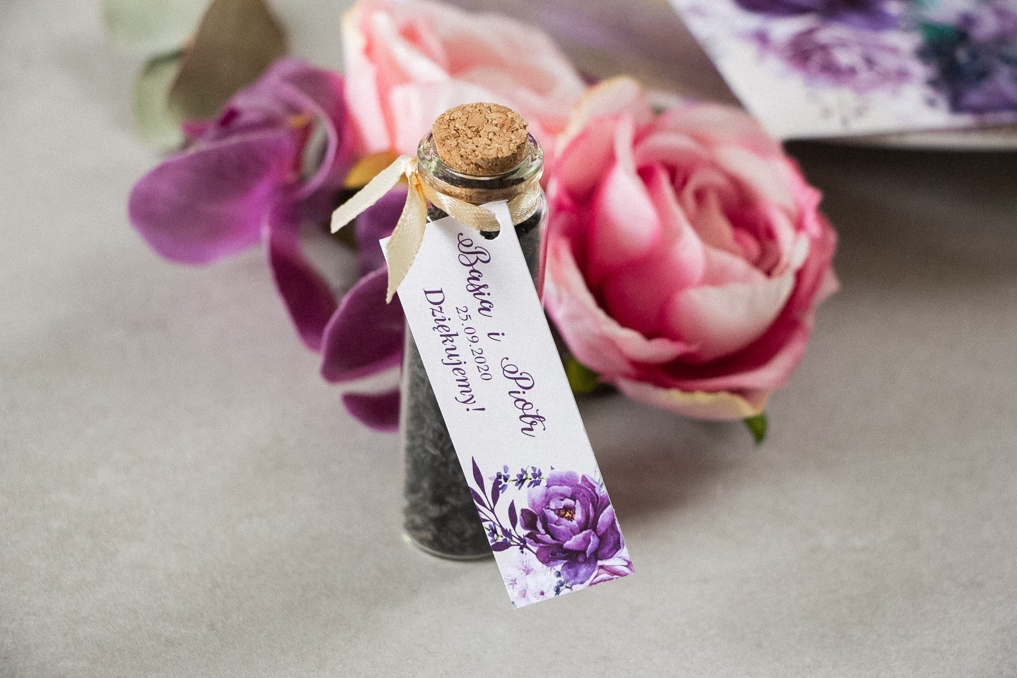 Buteleczka z Herbatą i Lawendą, Upominek dla Gości | Podziękowania dla Gości Weselnych | Korani nr 5