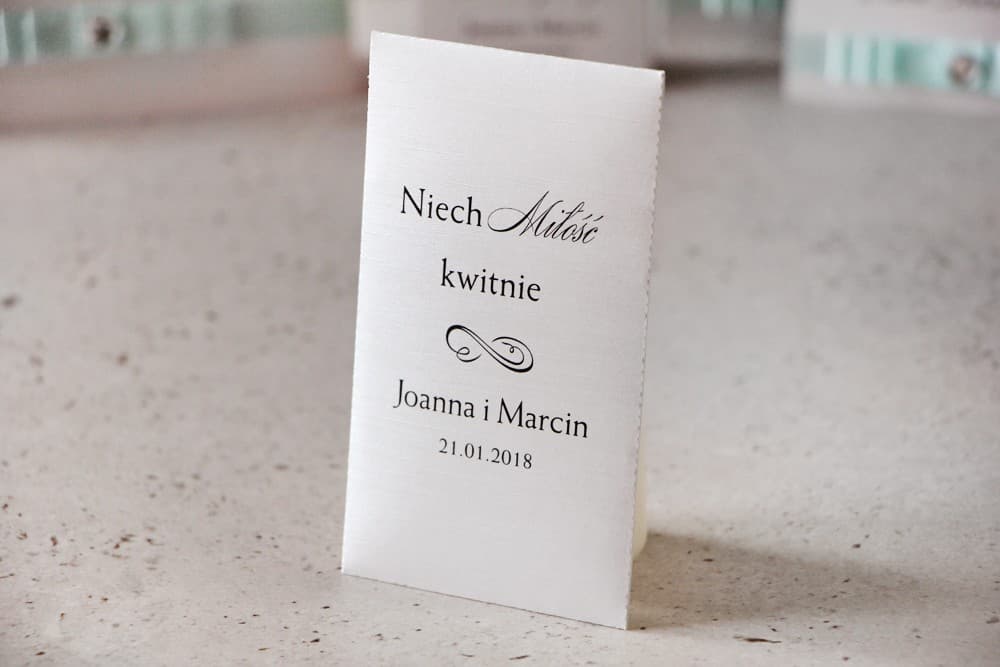 Nasionka Niezapominajki w Torebce z Perłowego Papieru | Podziękowania dla Gości Weselnych, Eko Upominki Ślubne | Amaretto nr 6