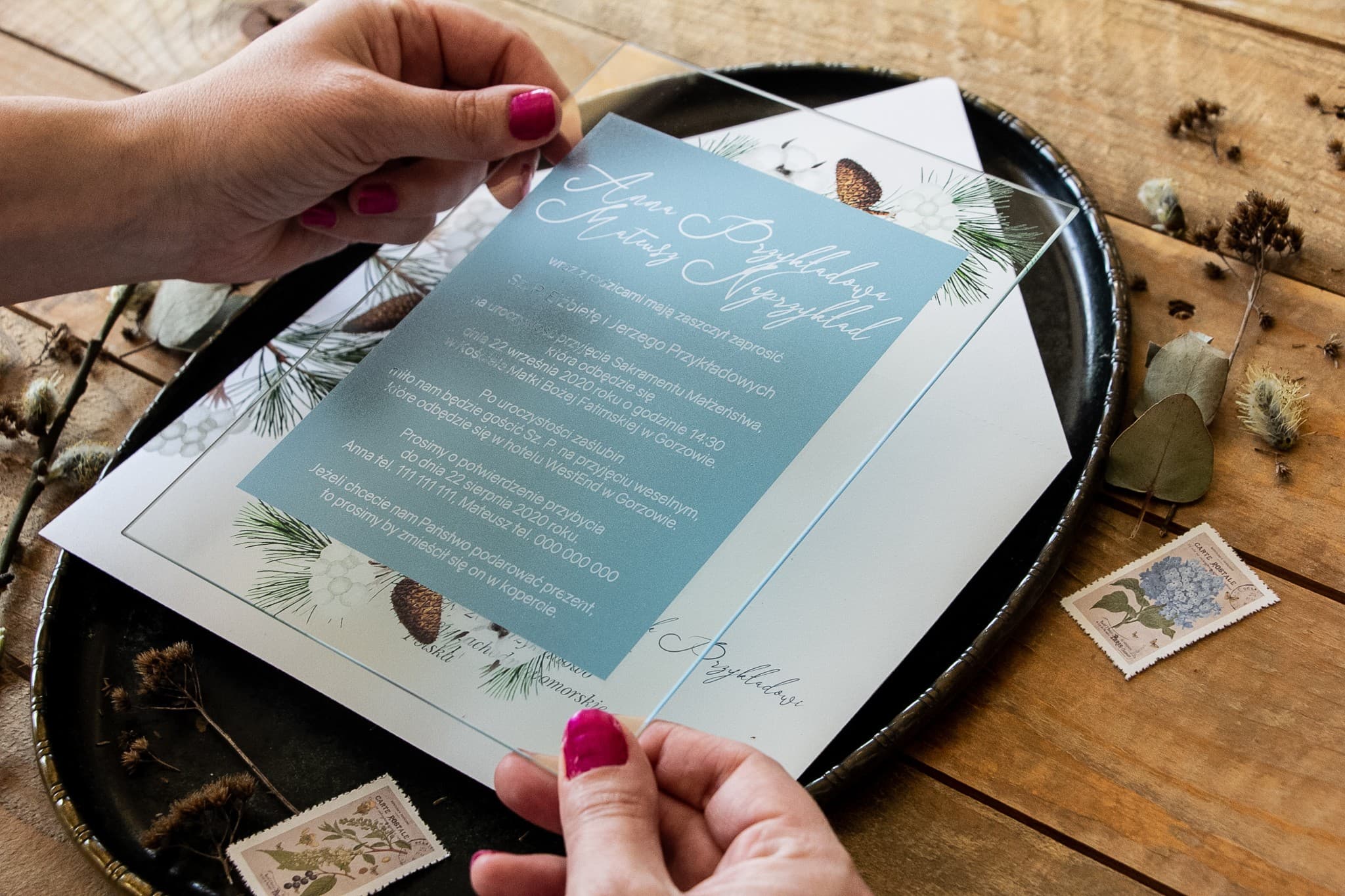 Zaproszenia Ślubne na Szkle Korani nr 8 – Zimowa Sosna