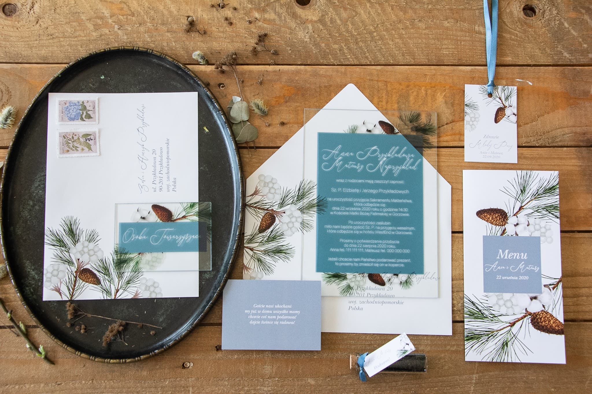 Zaproszenia Ślubne na Szkle Korani nr 8 – Zimowa Sosna - 2