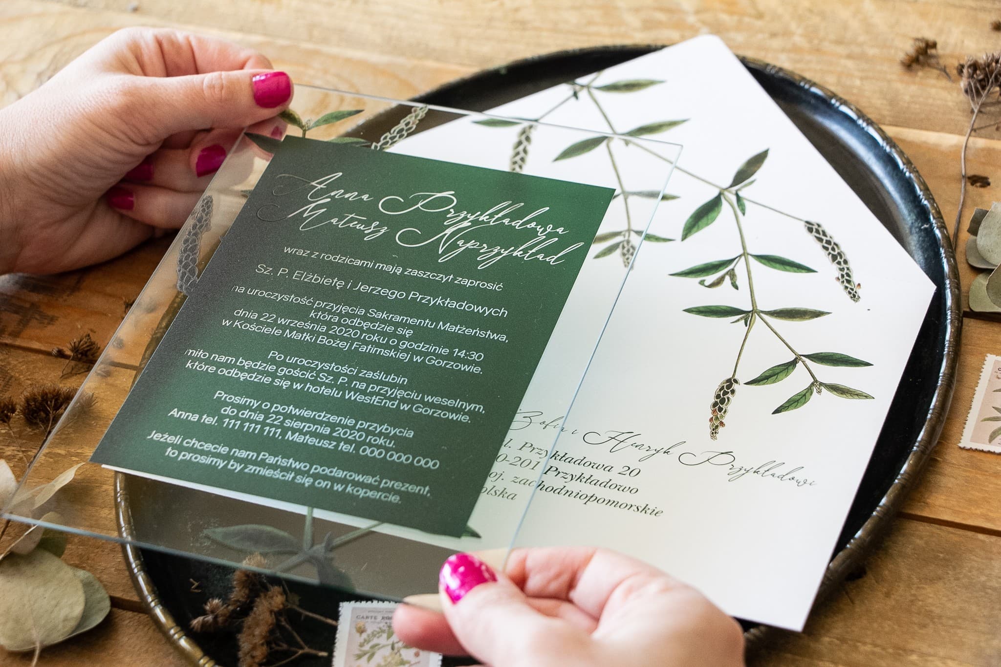 Próbka Zaproszenia na Szkle Korani nr 9 – Butelkowa Zieleń