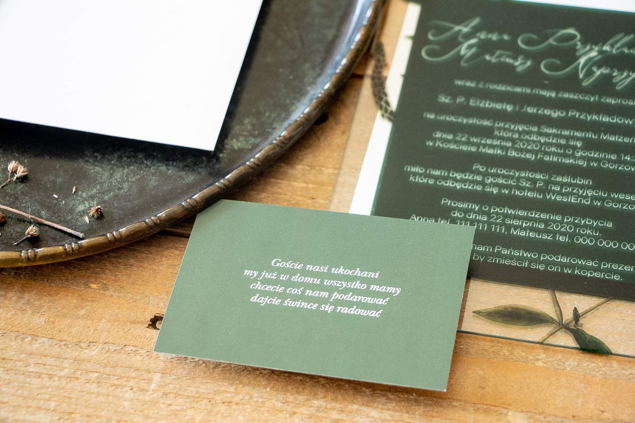 Bilecik do Zaproszeń RSVP, Zamiast Kwiatów | Wkładka Informacyjna do Zaproszeń Ślubnych | Korani nr 9