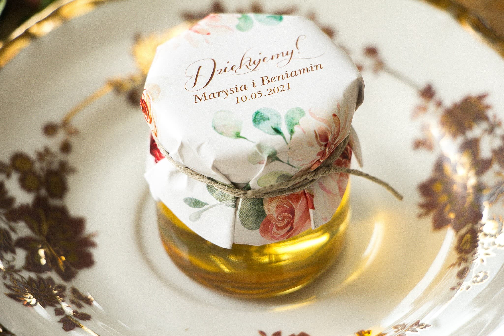 Miodki Weselne Indygo nr 7 – Polski Miód z Jutą i Kwiatami