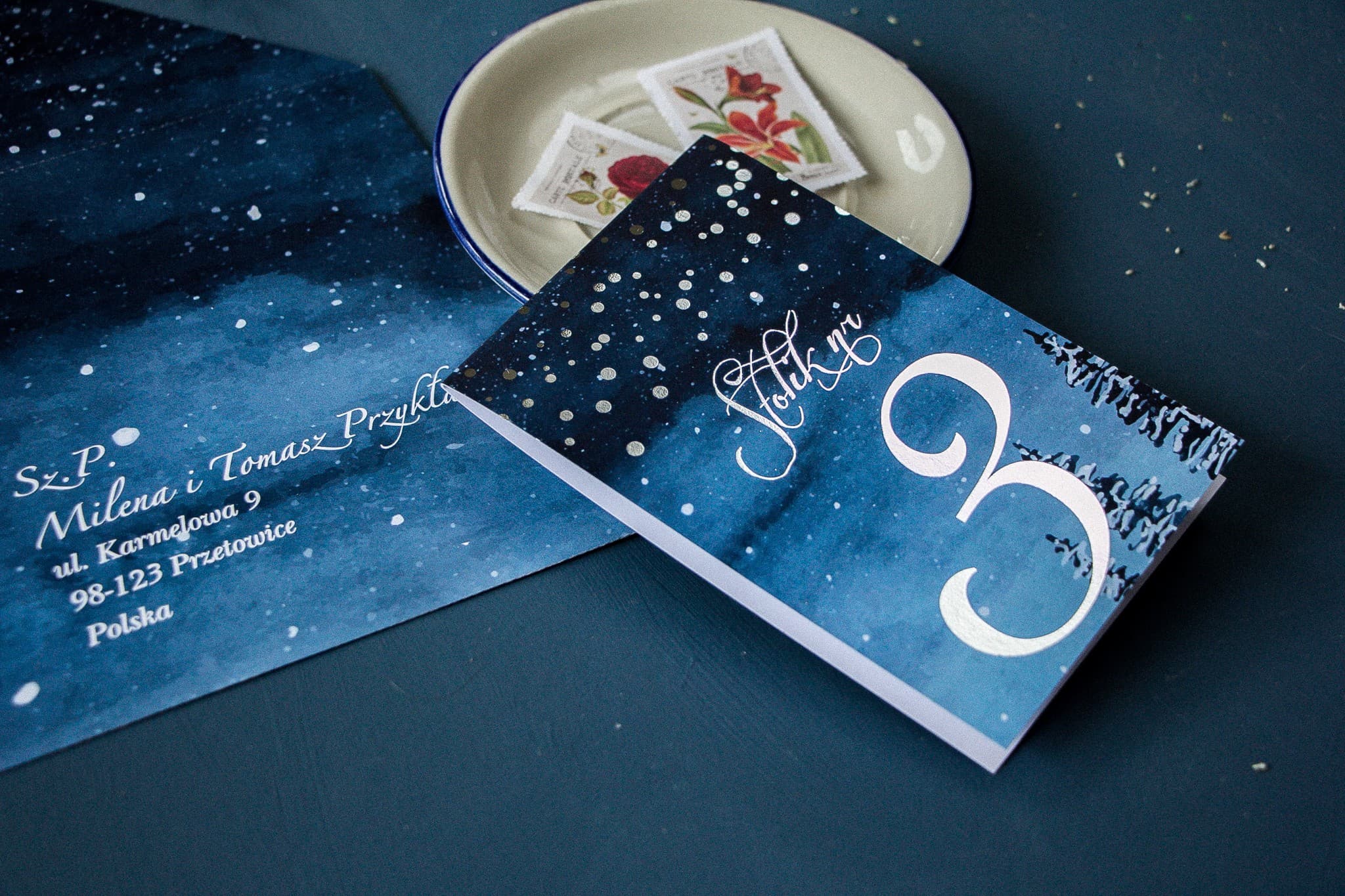 Srebrzone Numery na Stół Stojące Glamour | Numerki na Stół Weselny | Pastelowe nr 6