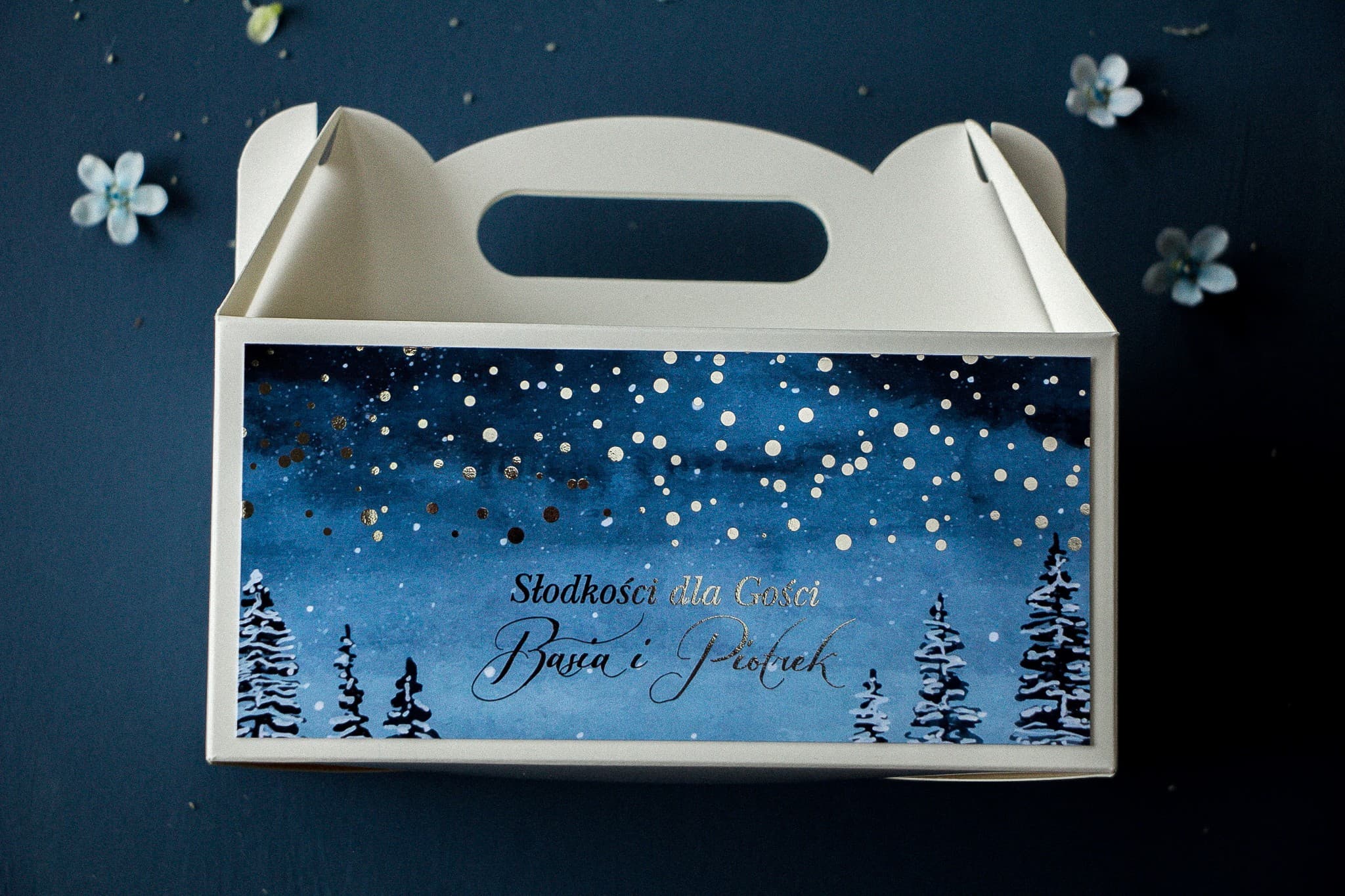 Eleganckie Pudełko na Ciasto Weselne Srebrzone | Podziękowania dla Gości Glamour | Pastelowe nr 6