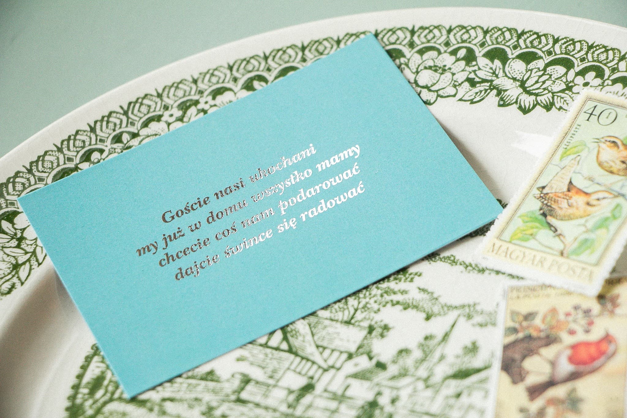 Srebrzony Bilecik do Zaproszeń Glamour | Wkładka Informacyjna do Zaproszenia Ślubnego | Pastelowe nr 7