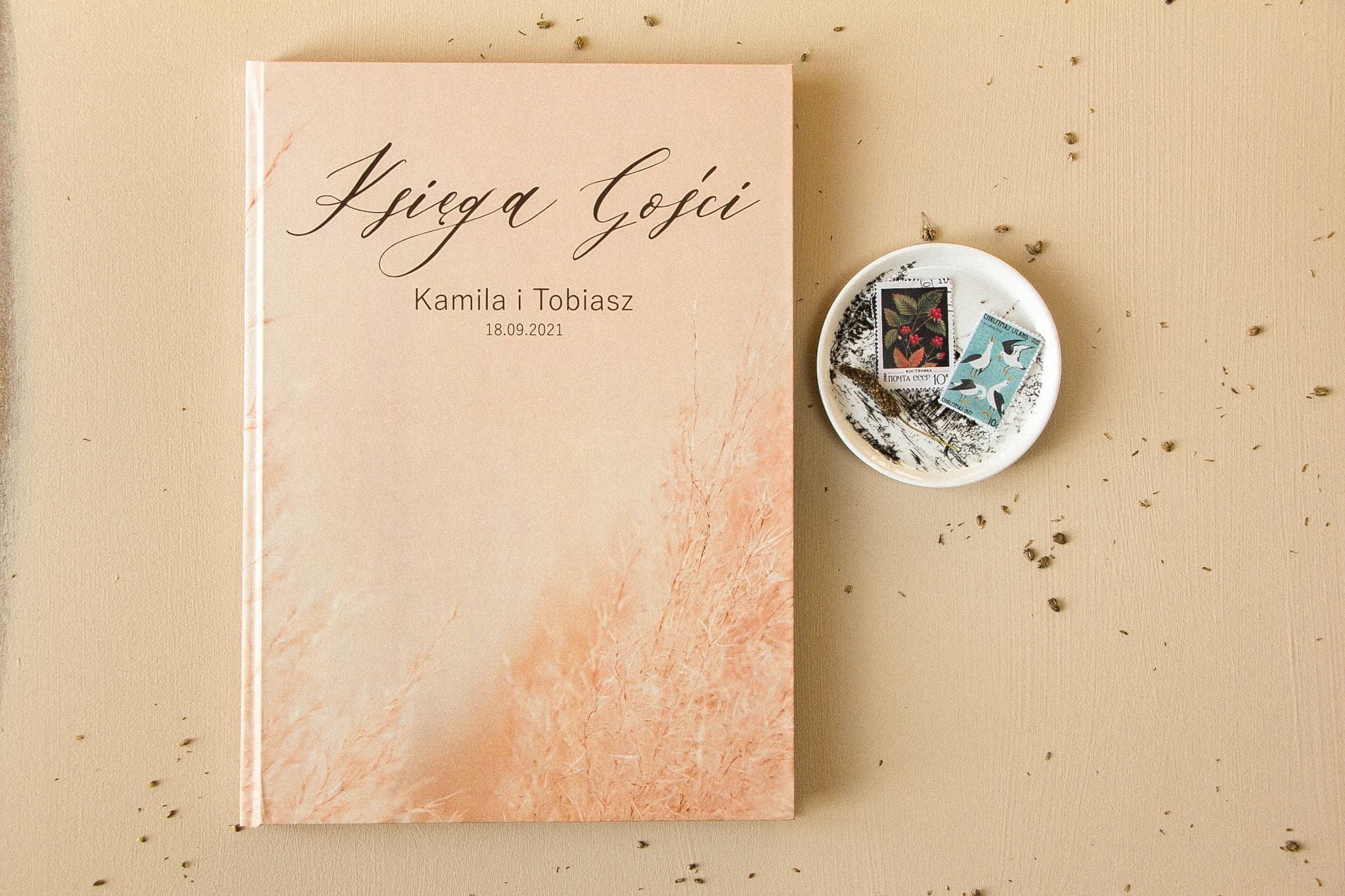 Księga Gości Weselnych Trawa Pampasowa Boho | Personalizowana Pamiątka Ślubna A4 | Opal nr 1 - 3