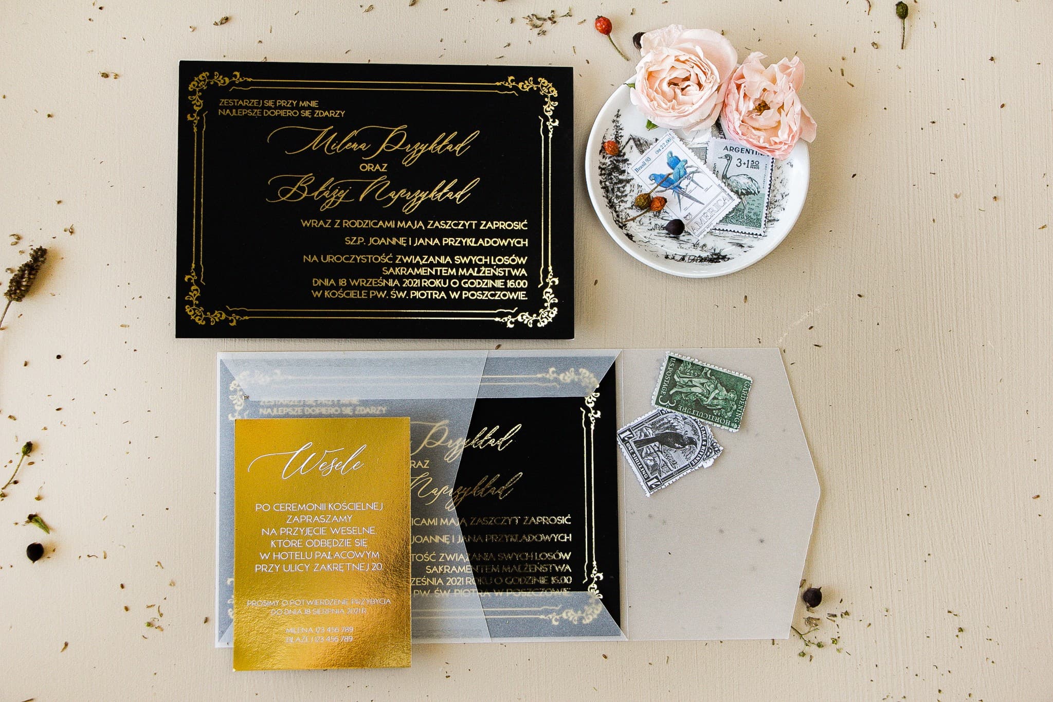 Zaproszenia Na Wesele Sand nr 2 – Minimalistyczne Czarne - 2