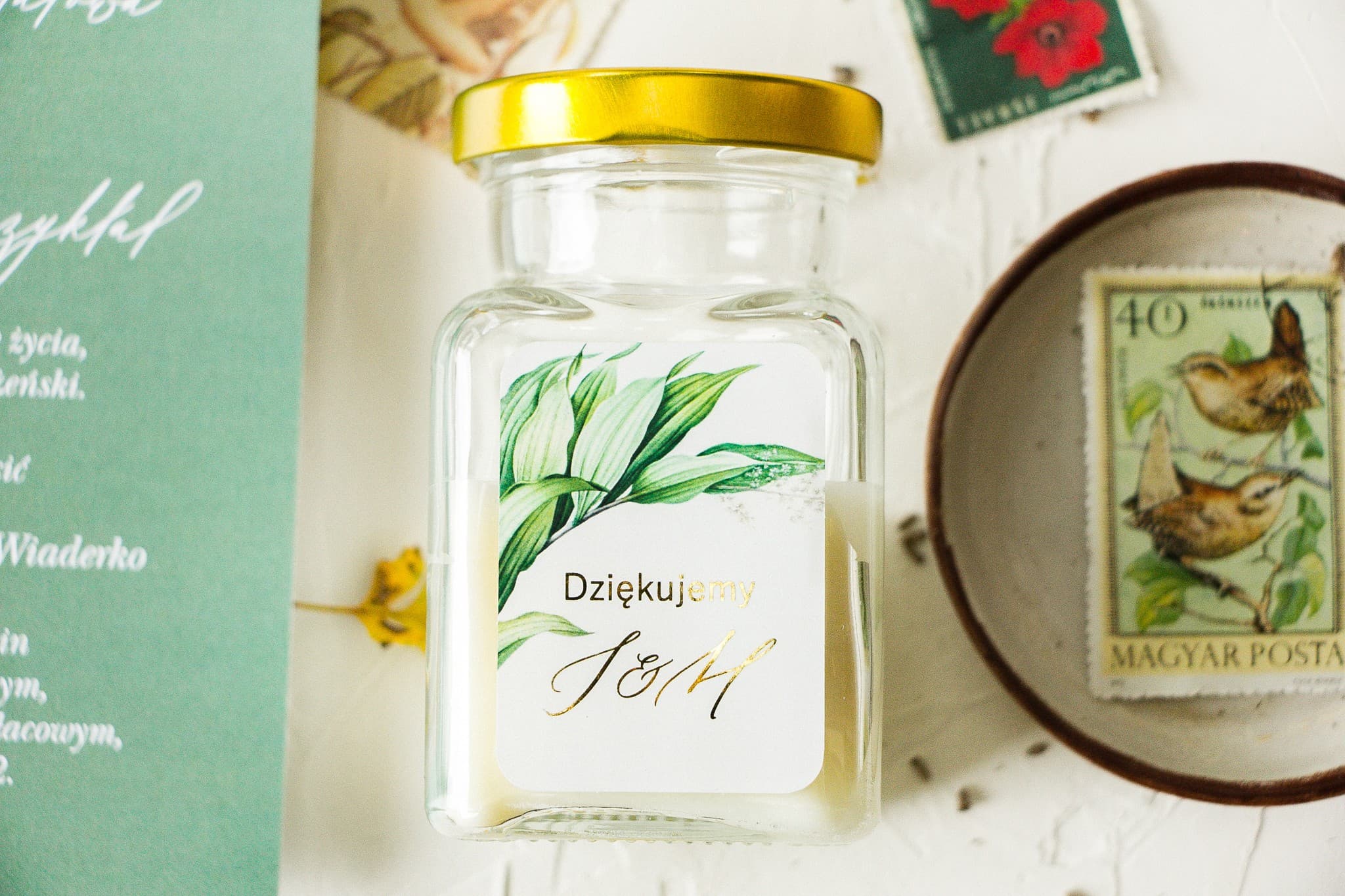 Świeca Zapachowa Serenity nr 1 – Złocona i Podziękowanie dla Gości