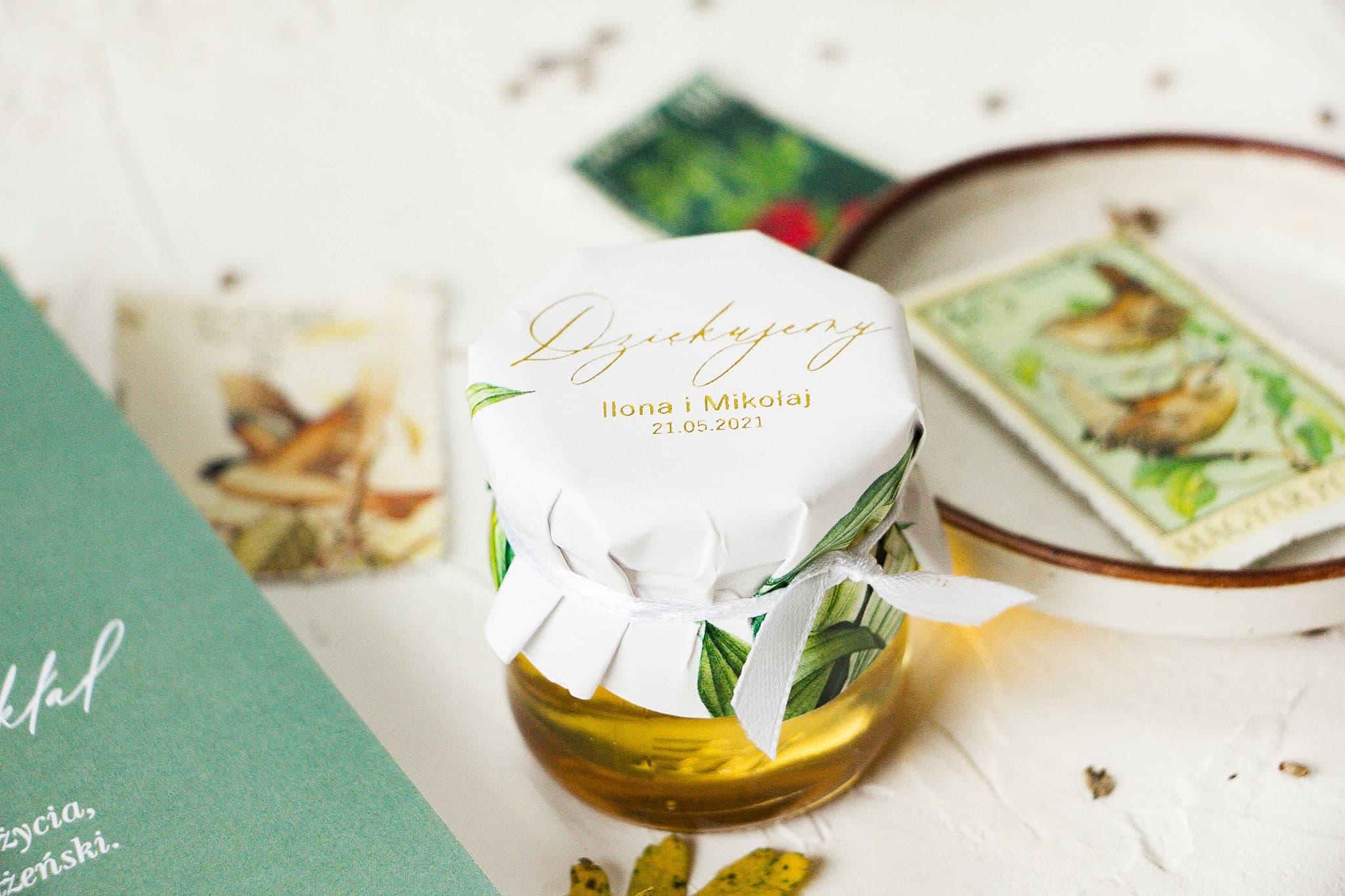 Złocone Miodki Ślubne Serenity nr 1 – Słodkie Podziękowanie z Motywem Botanicznym