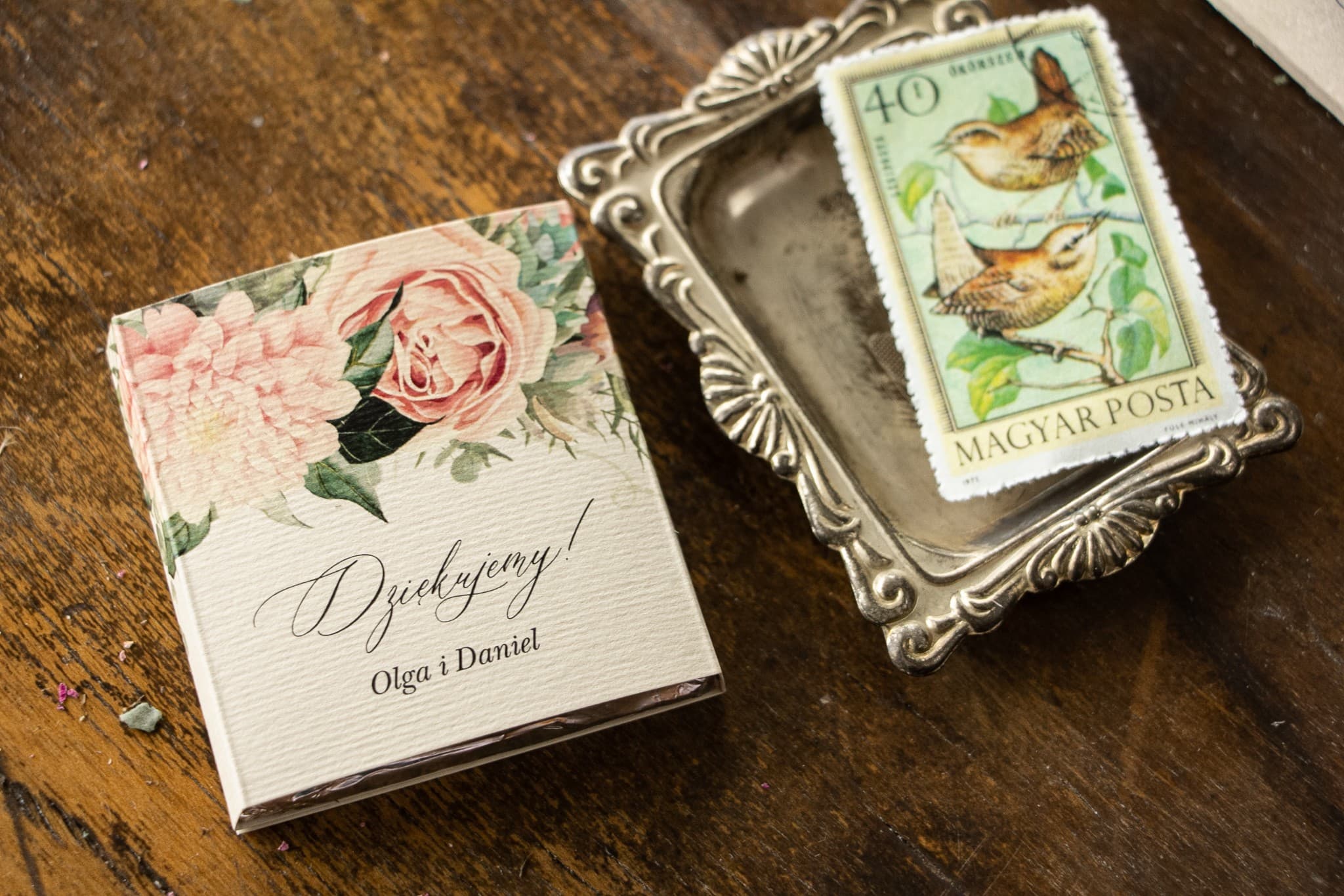 Czekoladki Ślubne z Piwoniami Boho Personalizowane | Podziękowania dla Gości | Topaz nr 4