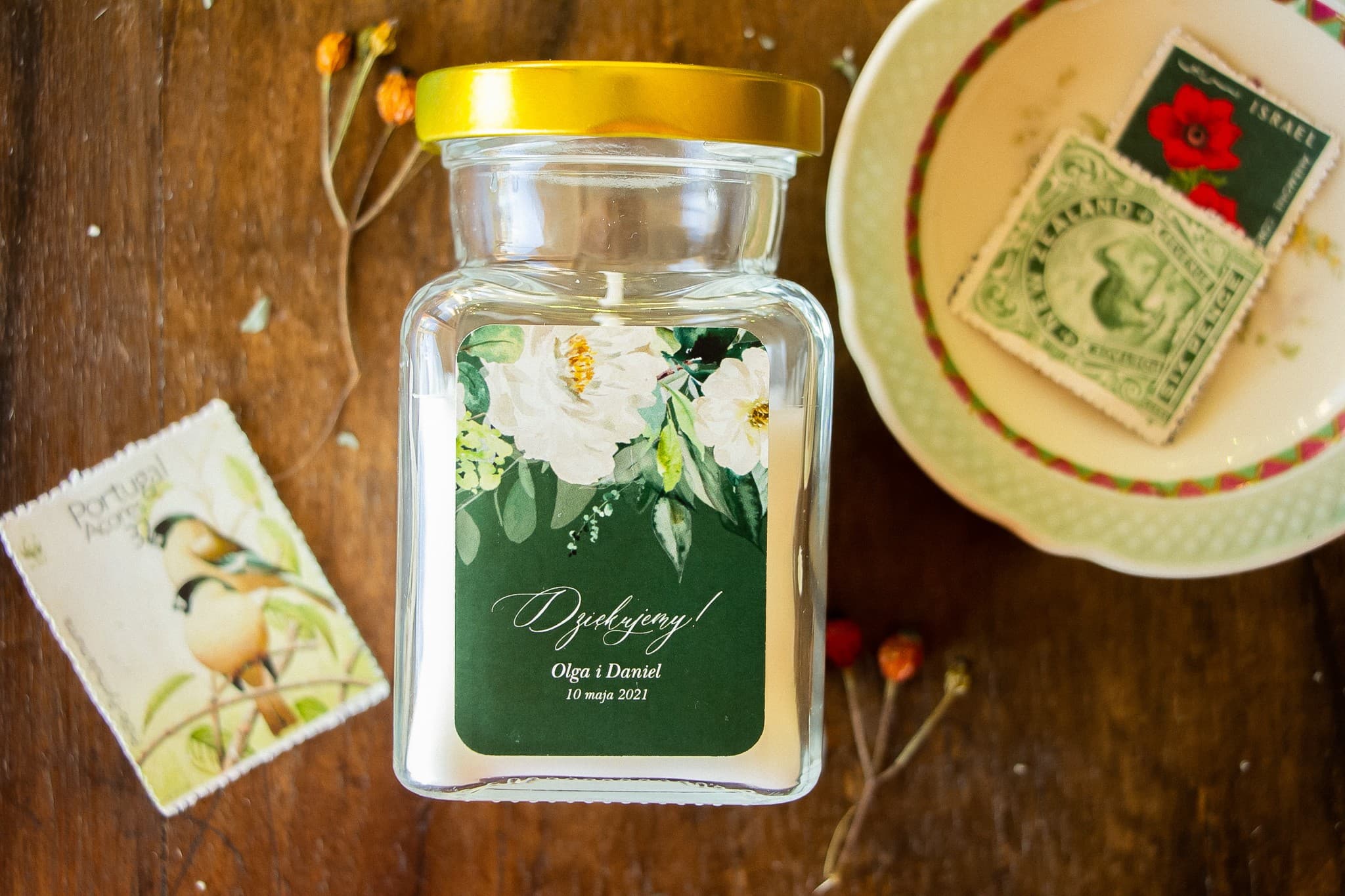 Świeca Zapachowa w Szkle Topaz nr 2 – Butelkowa Zieleń i Podziękowanie dla Gości