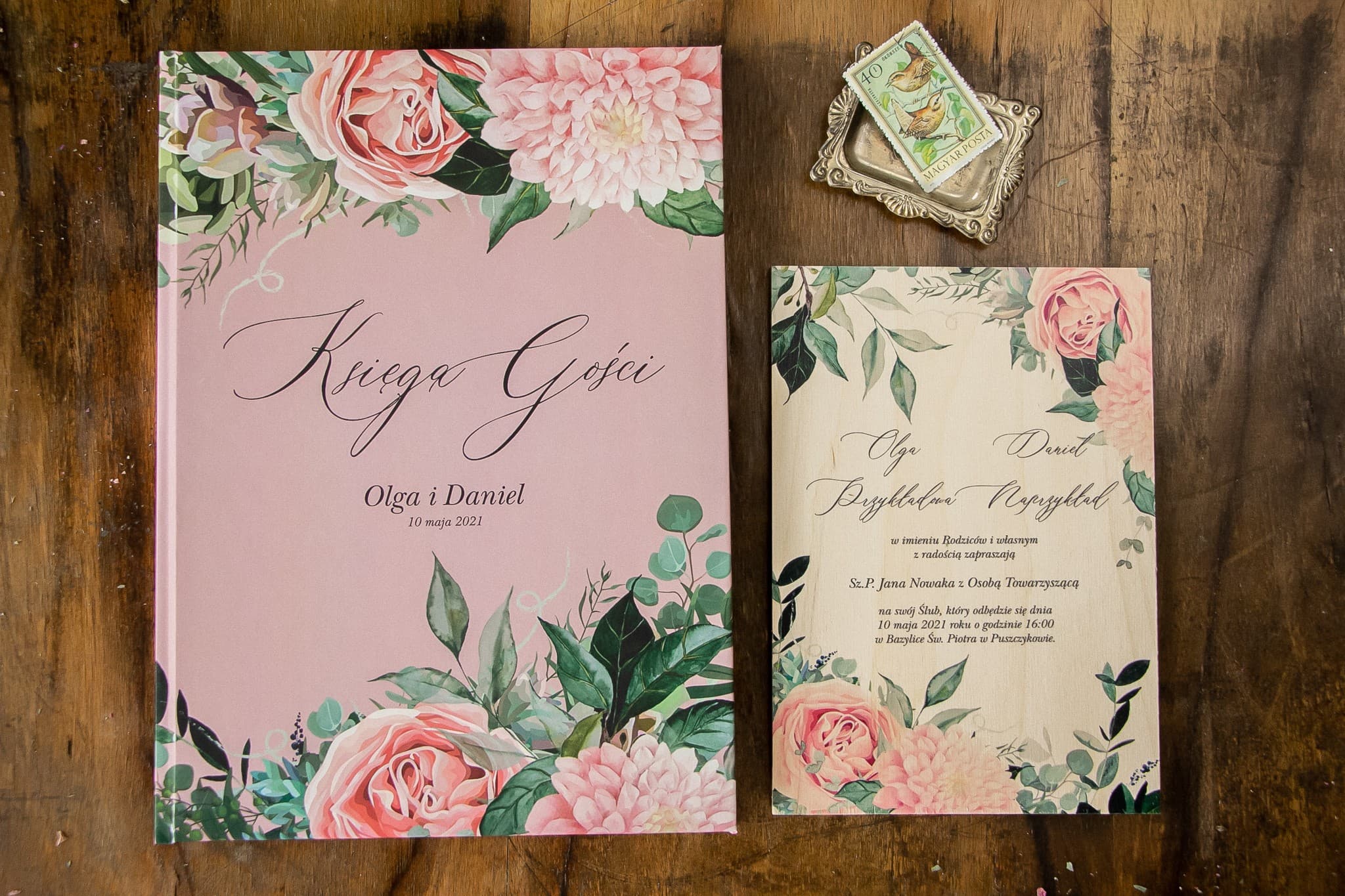 Różowa Księga Gości w Kwiaty Peonie Personalizowana | Elegancka Pamiątka Ślubna A4 | Topaz Nr 4 - 3