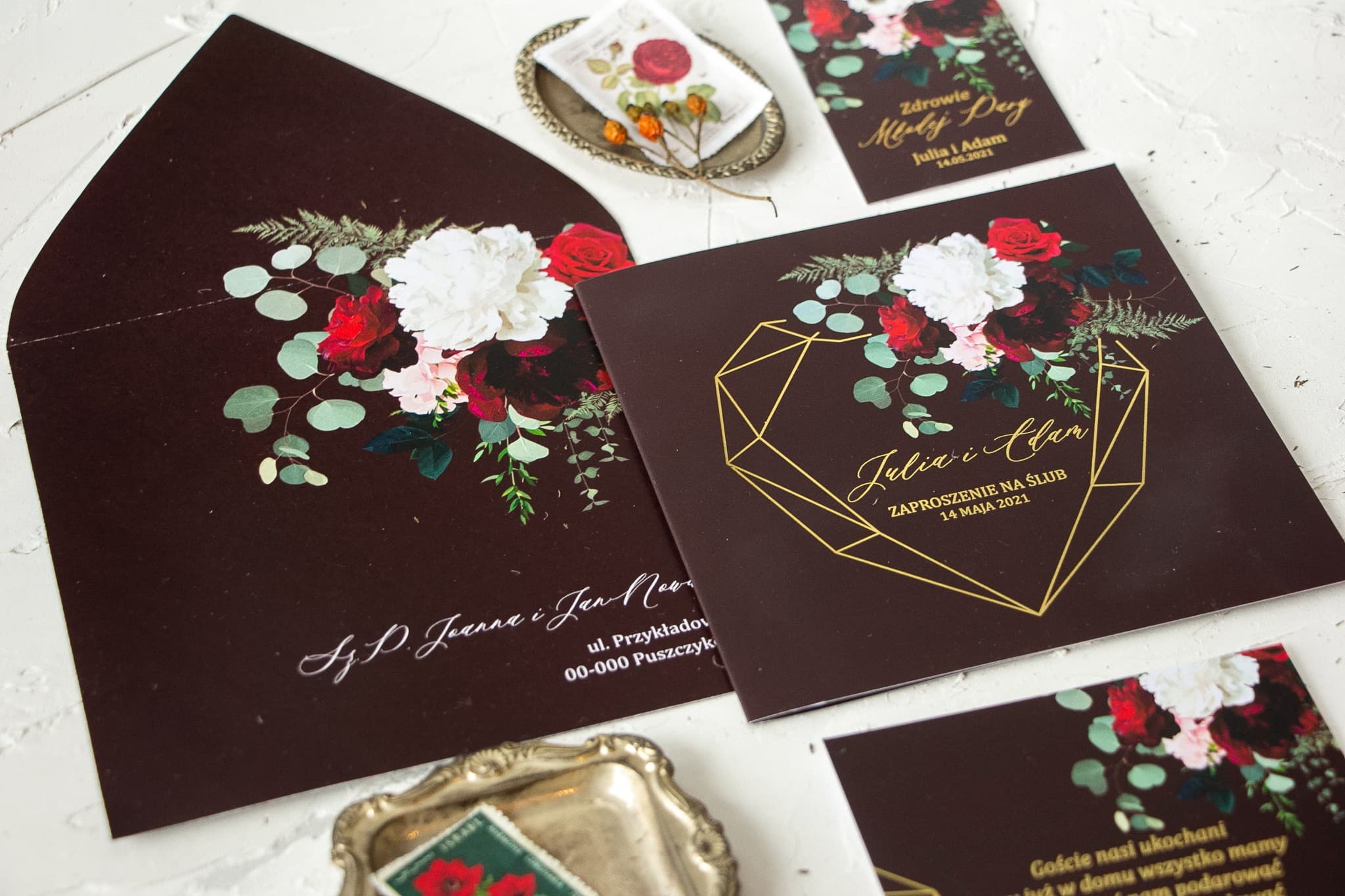 Zaproszenia Ślubne Szafirowe nr 9 – Glamour i Złote Serce - 2