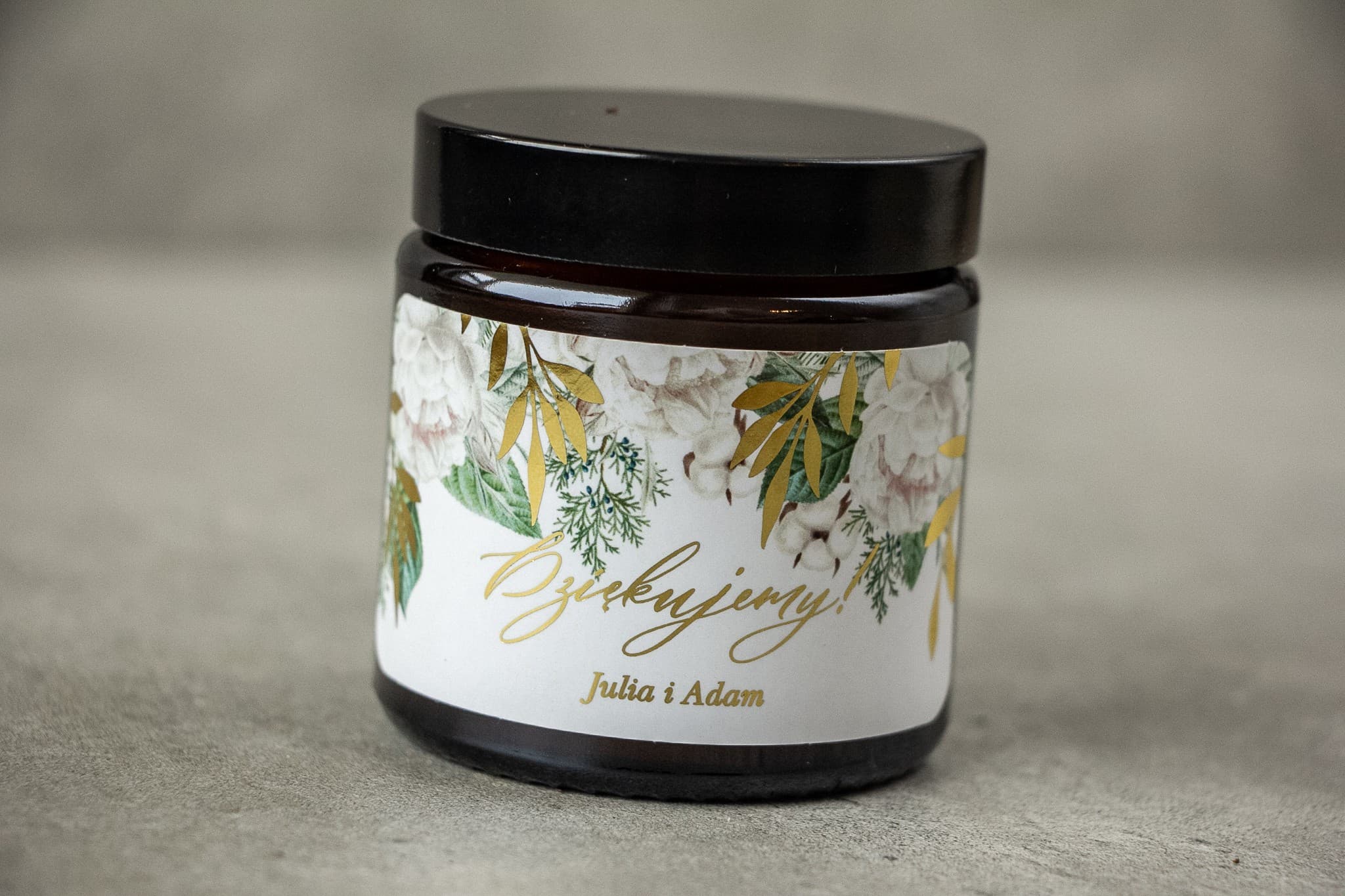 Świeczka Sojowa Rubin nr 6 – Złocona i Podziękowanie dla Gości