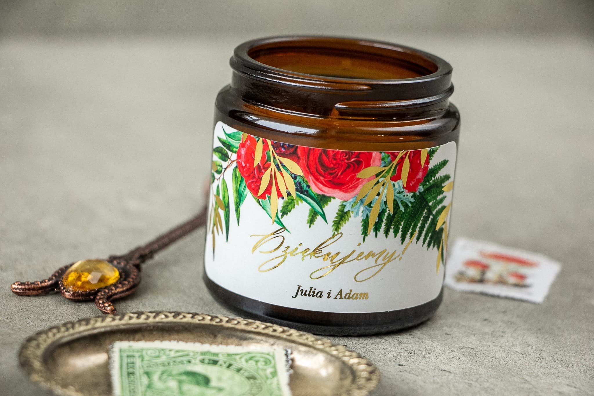 Świeczka Sojowa Rubin nr 8 – Złocona z Różą i Podziękowanie dla Gości - 2