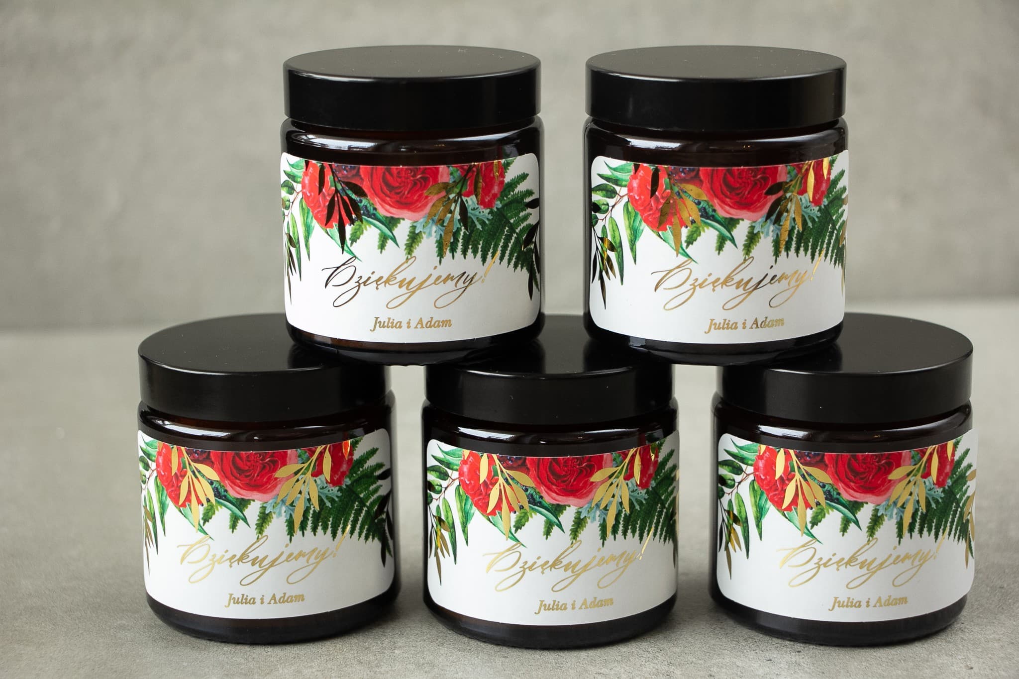 Świeczka Sojowa Rubin nr 8 – Złocona z Różą i Podziękowanie dla Gości - 3