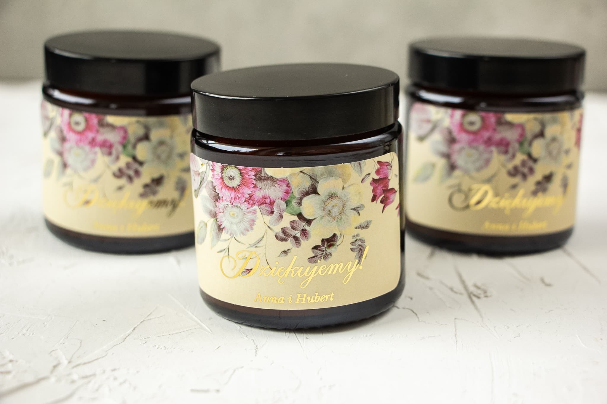 Świeczka Sojowa Szafirowe nr 1 – Złocony Bukiet Vintage i Podziękowanie dla Gości - 3