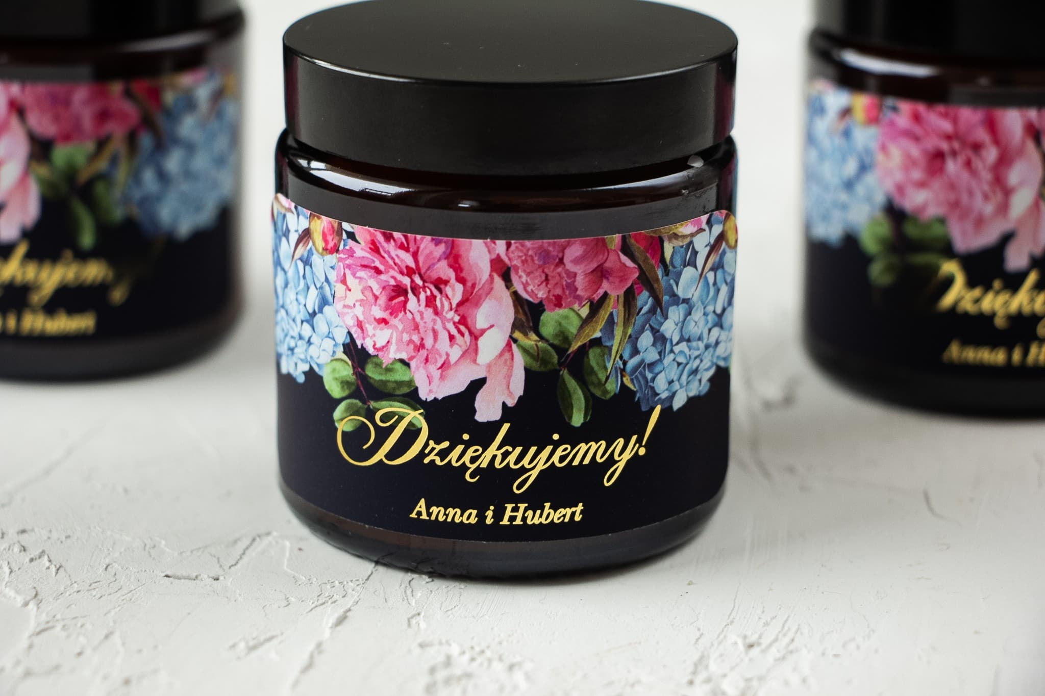 Świeczka Sojowa w Szkle Szafirowe nr 5 – Złocona i Podziękowanie dla Gości