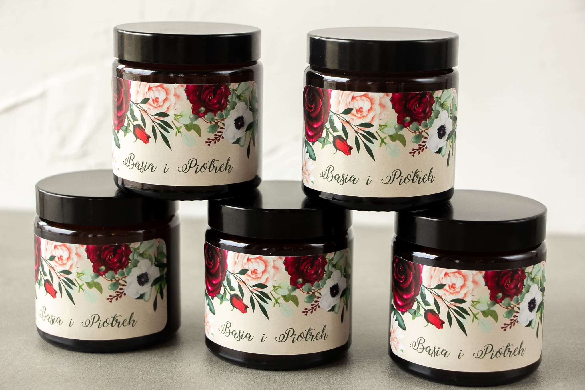 Świeczka Sojowa Korani nr 4 – Burgundowa z Dalią i Podziękowanie dla Gości - 3