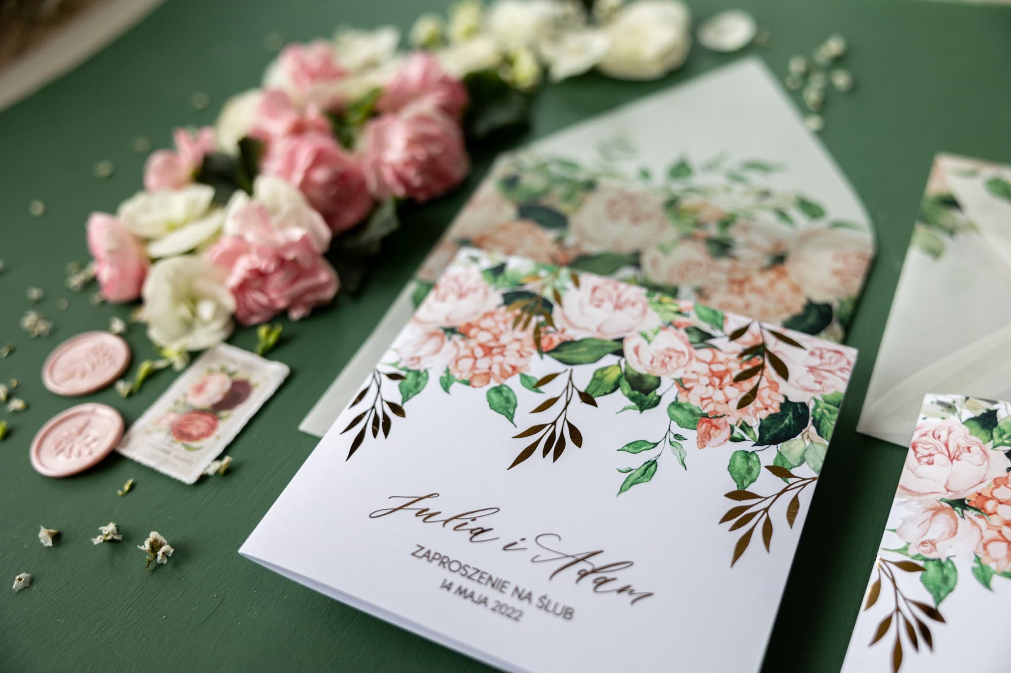 Zaproszenie na Wesele Rubin nr 10 – Styl Glamour z Brzoskwiniowym Kwiatem - 2