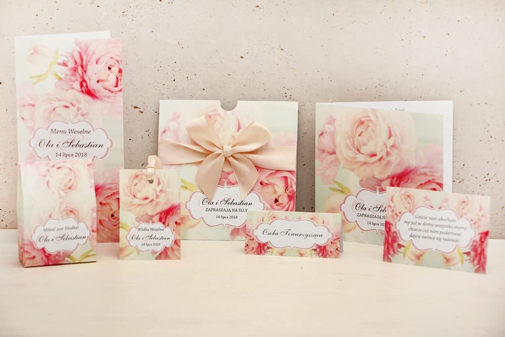 Zaproszenia Ślubne Felicja nr 2 – Pastelowe Piwonie w Etui