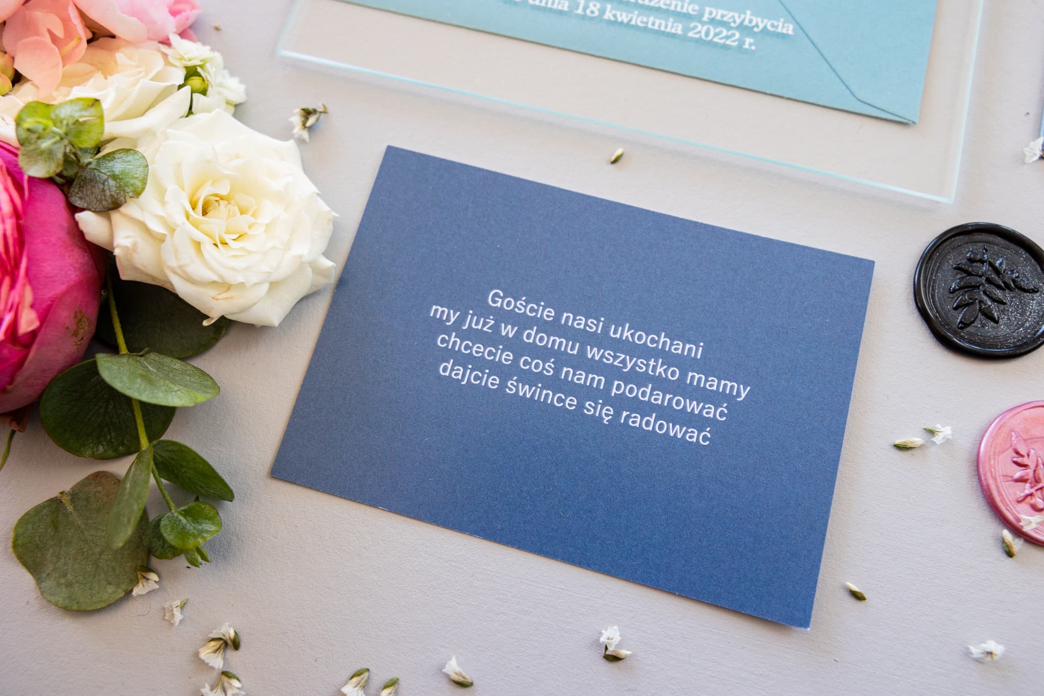 Bilecik z Informacją, biały gładki papier | Wkładka do zaproszeń ślubnych | Soft nr 6