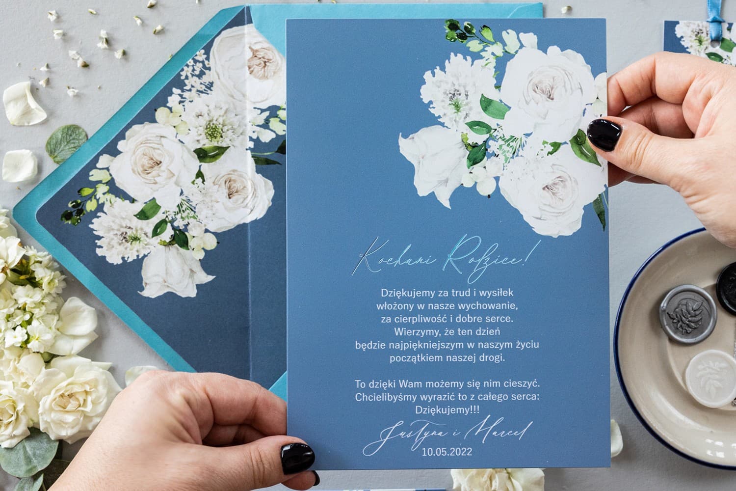 Podziękowanie dla Rodziców na Szkle z Motywem Piwonii | Eleganckie Podziękowania Ślubne dla Rodziców | Soft nr 5