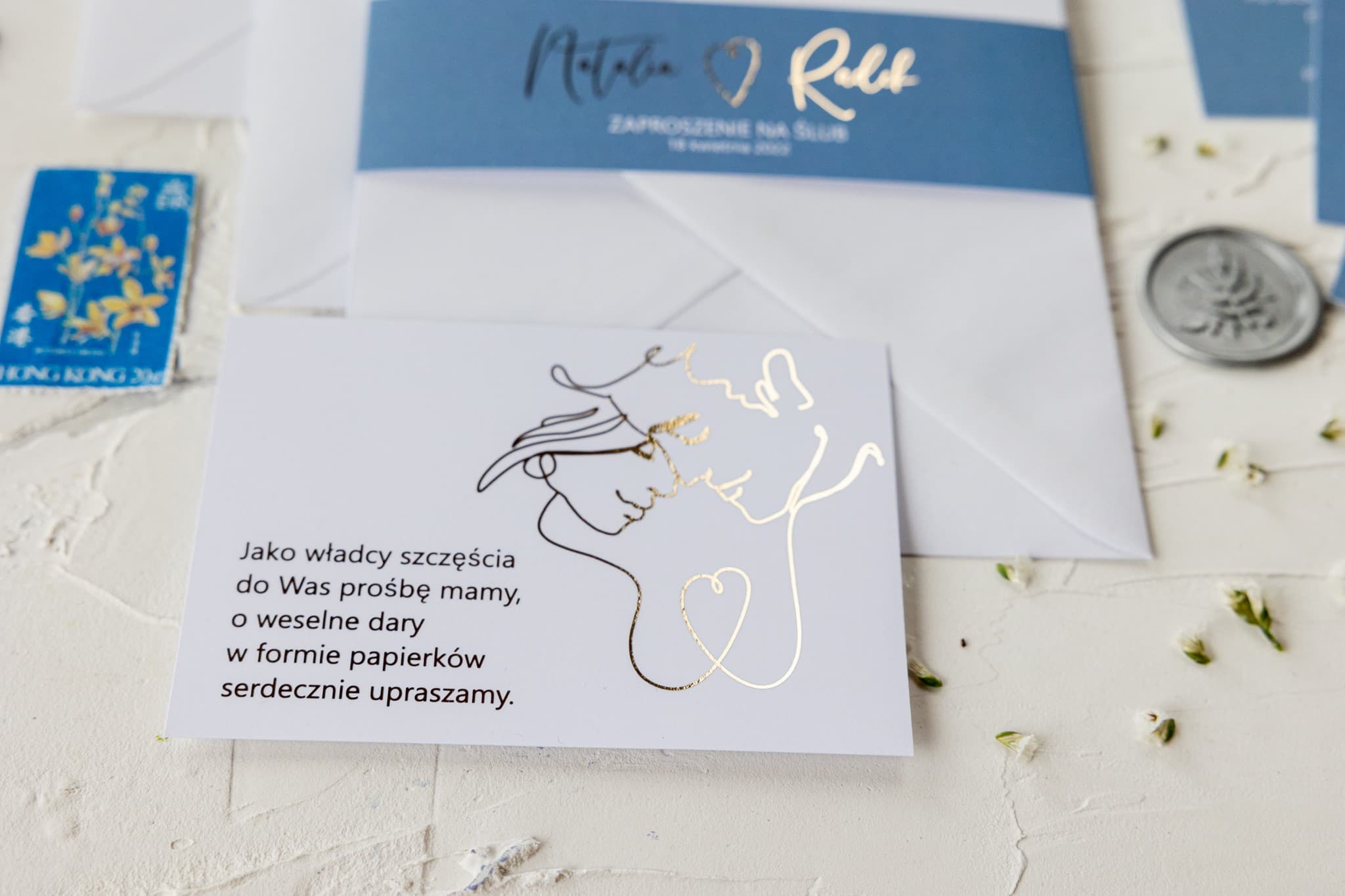 Złocone bileciki do zaproszeń Jaspis nr 4 – Wierszyk o prezenty