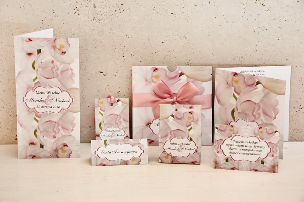 Zaproszenie Weselne Felicja nr 6 – Różowa Orchidea w Etui