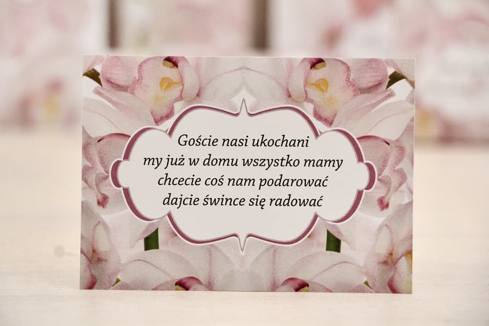 Bileciki z Różową Orchideą, Delikatne Wkładki Informacyjne | Bilecik do Zaproszenia Ślubnego | Felicja nr 6