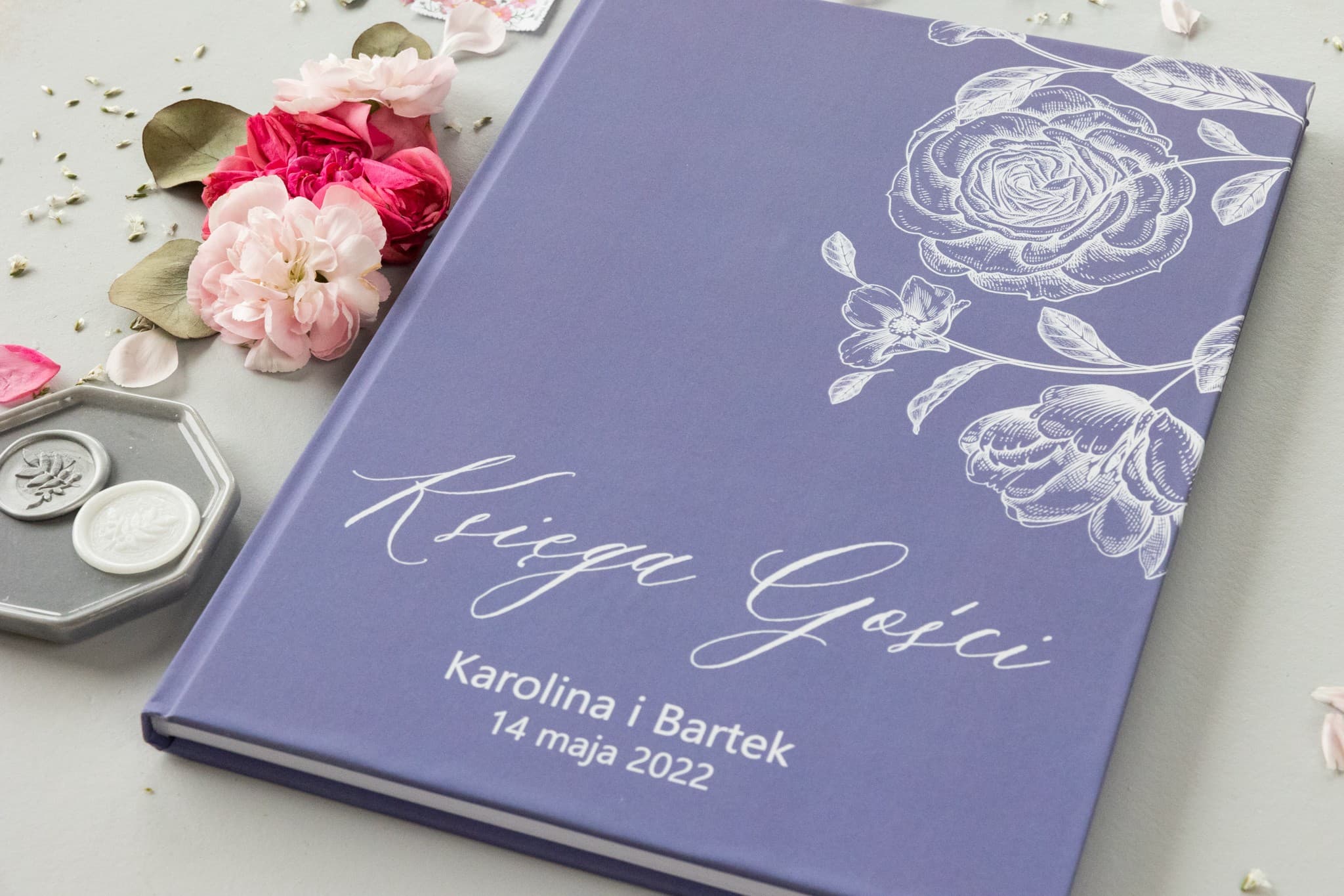 Nowoczesna Księga Gości z Ankietą i Zdjęciami | Personalizowana Księga Weselna A4 | Nefryt nr 3