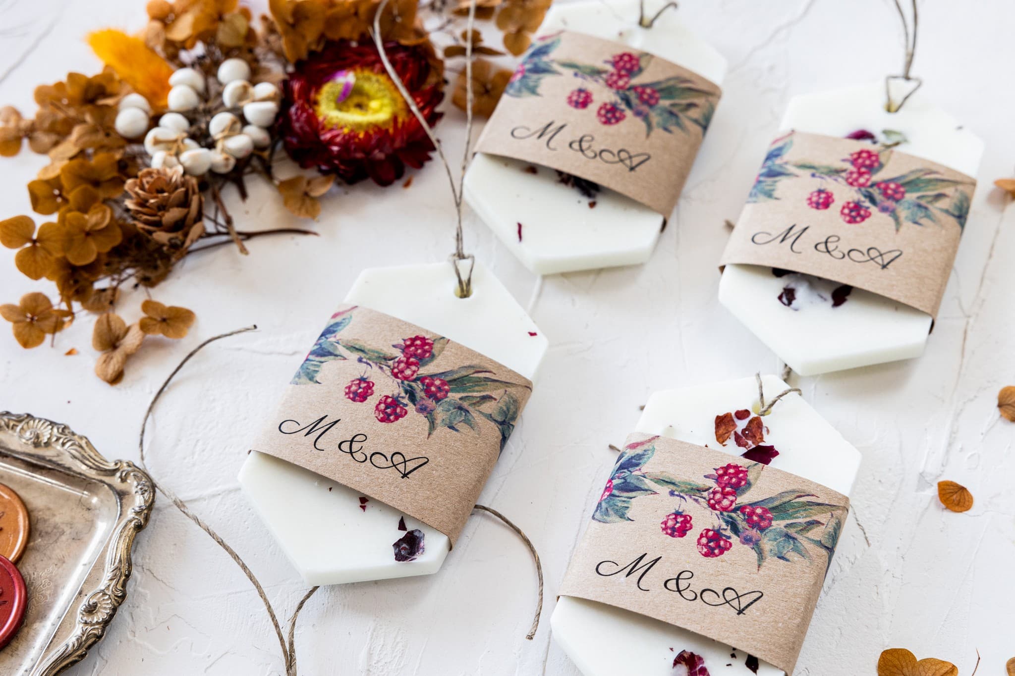 Zapachowa zawieszka sojowa z jeżynami | Podziękowania dla gości, upominki weselne | Sojowe Owoce Leśne nr 1 - 3