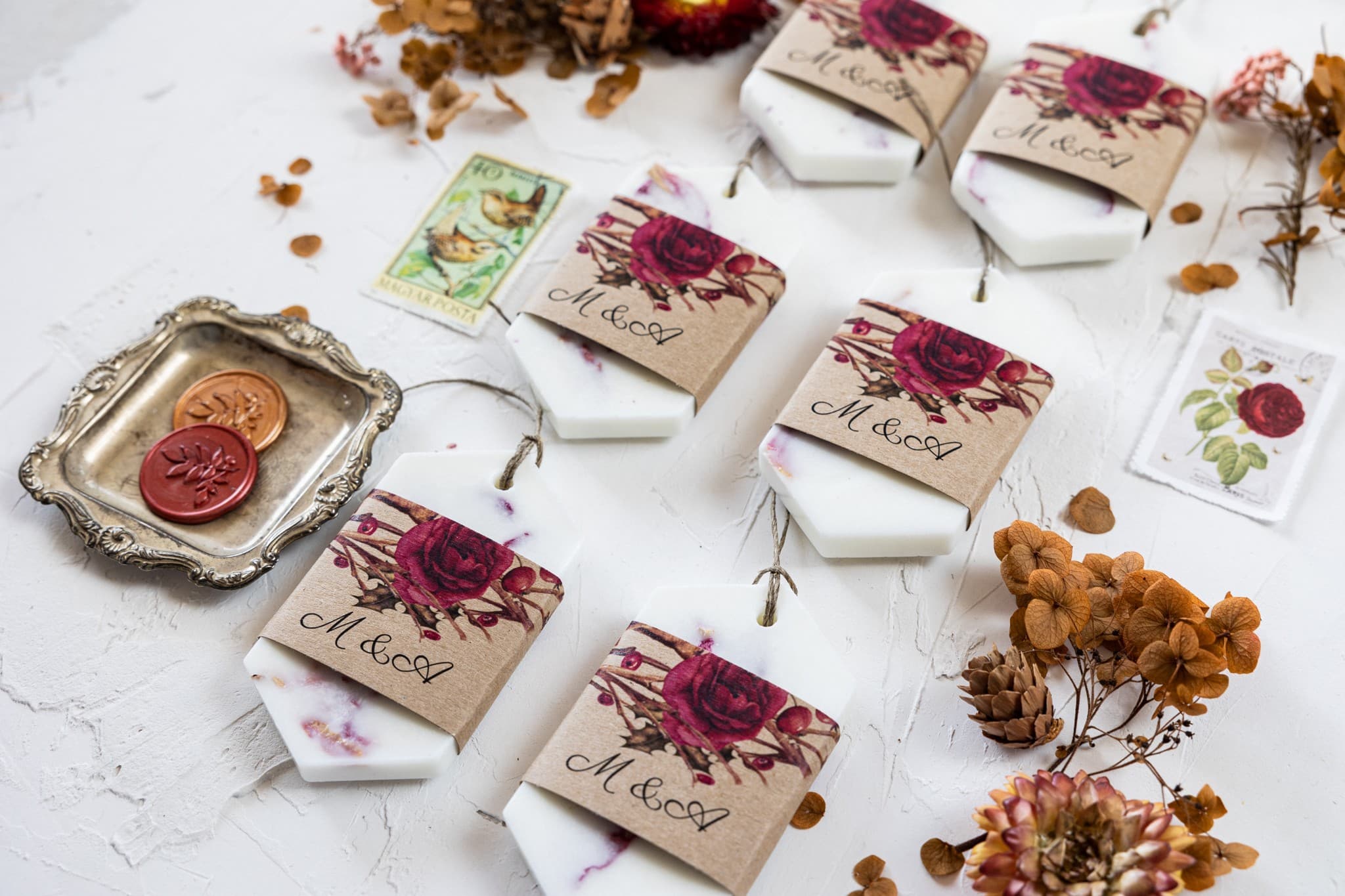 Zapachowe zawieszki sojowe, zimowy motyw | Podziękowania dla gości weselnych | Owoce Leśne nr 7