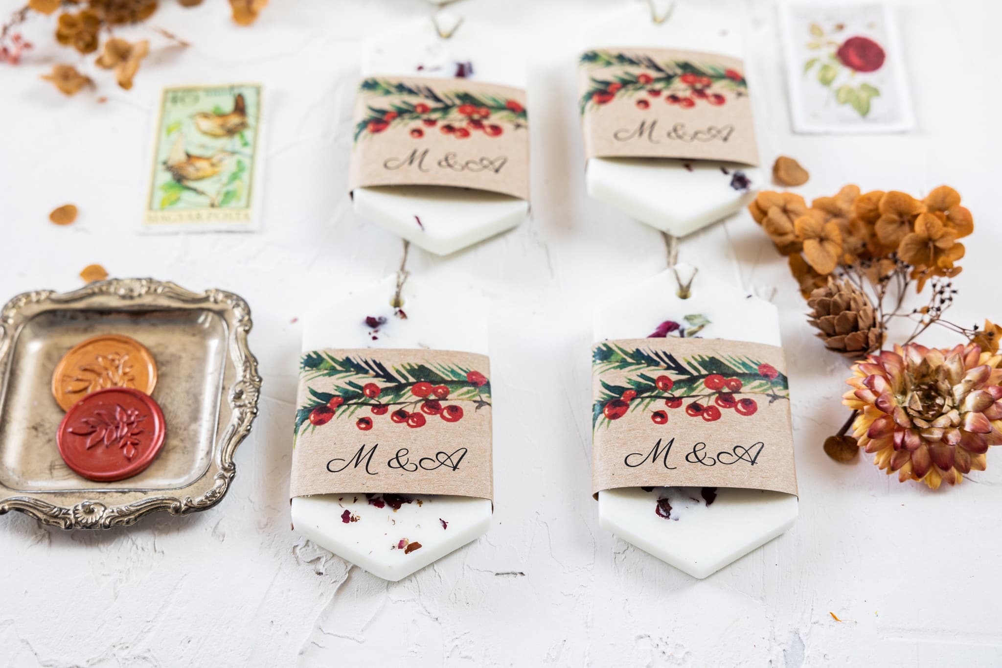 Zawieszka Sojowa Leśny Zapach Jarzębina Świerk | Podziękowania dla Gości Weselnych | Owoce Leśne nr 8 - 2