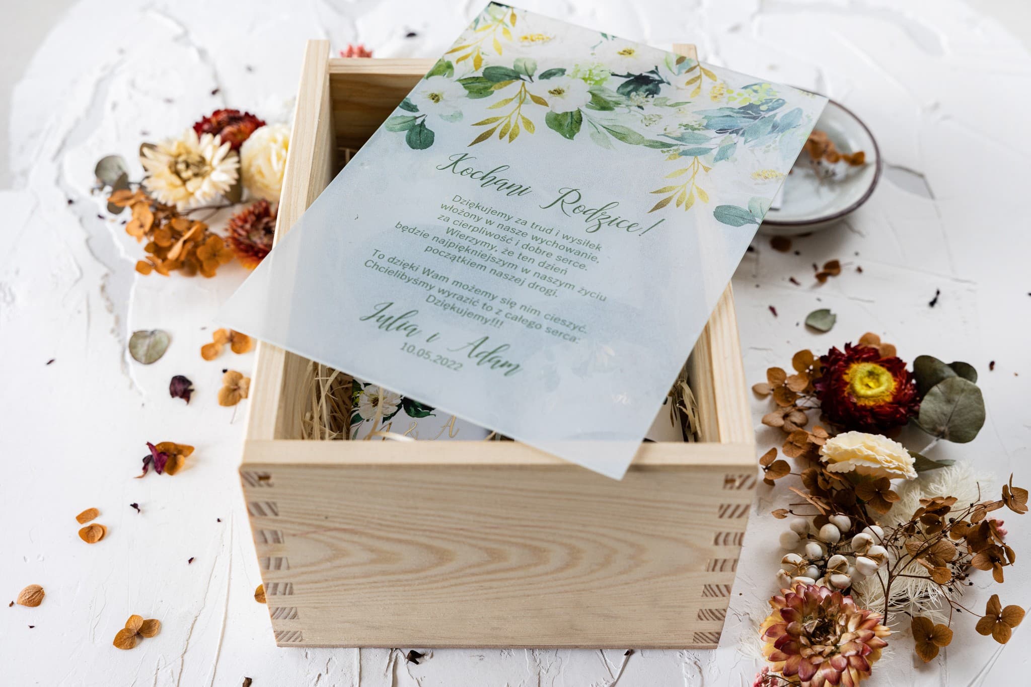 Elegancka Skrzynka z Prezentami, Świece Sojowe | Podziękowania dla Rodziców na Ślub | Rubin nr 1 - 2