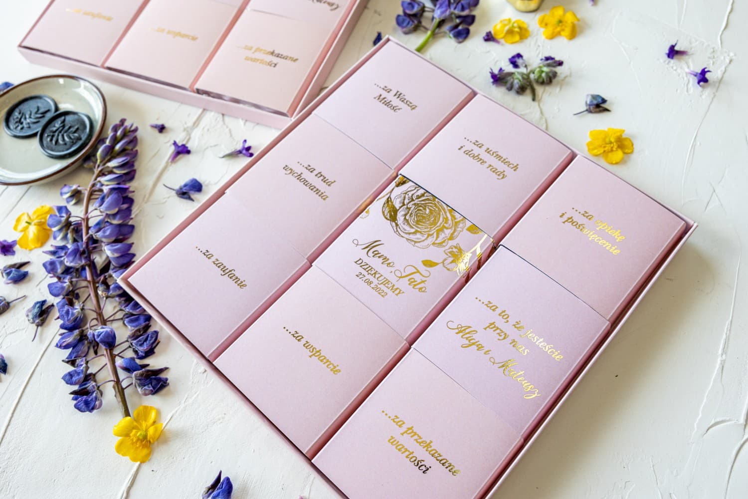 Eleganckie Podziękowania dla Rodziców Pudełko Czekoladek | Personalizowana Bombonierka Ślubna | Onyks nr 1 - 3