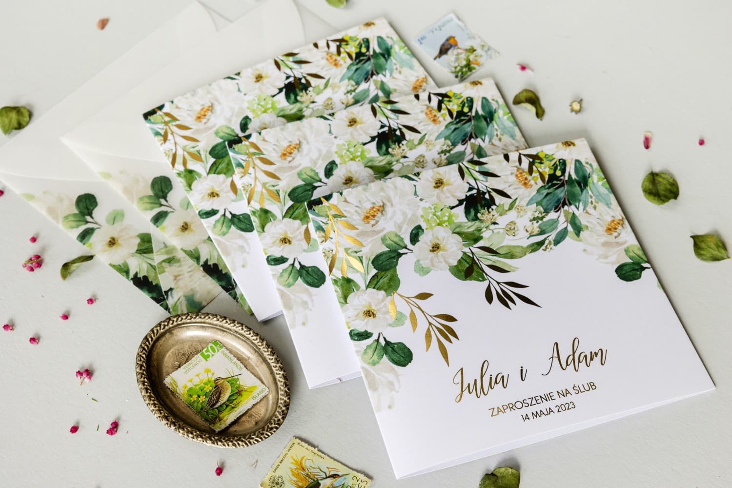 Zaproszenia na Wesele Rubin nr 1 – Styl Glamour z Białymi Kwiatami - 5