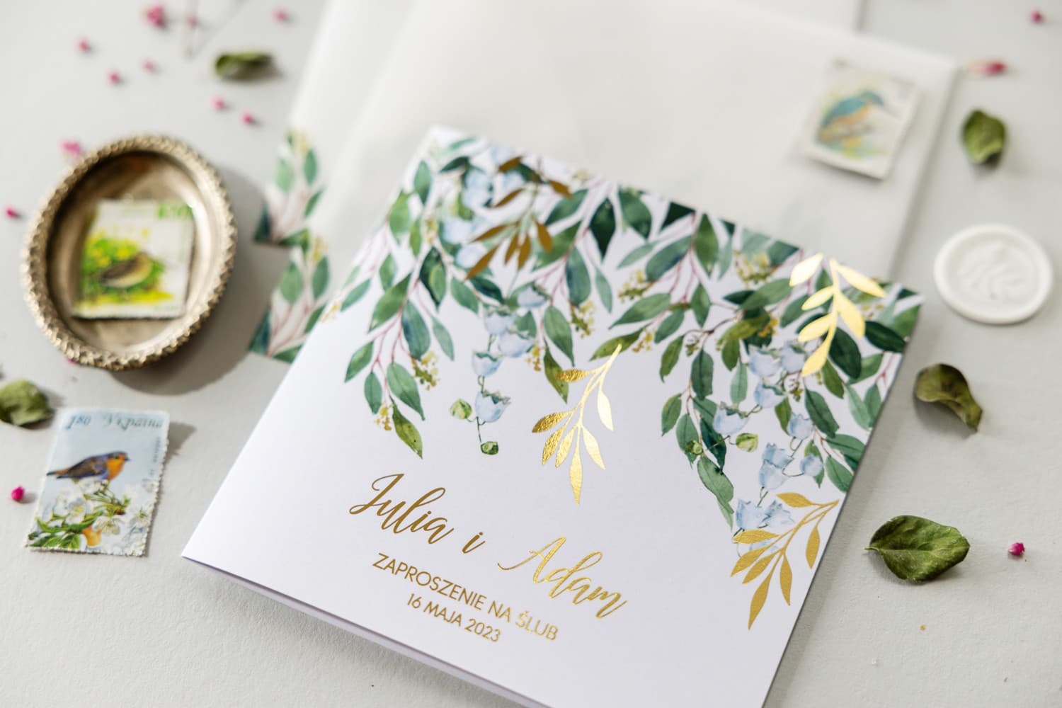 Zaproszenia na Wesele Rubin nr 4 – Styl Glamour ze Złoconymi Liśćmi - 2