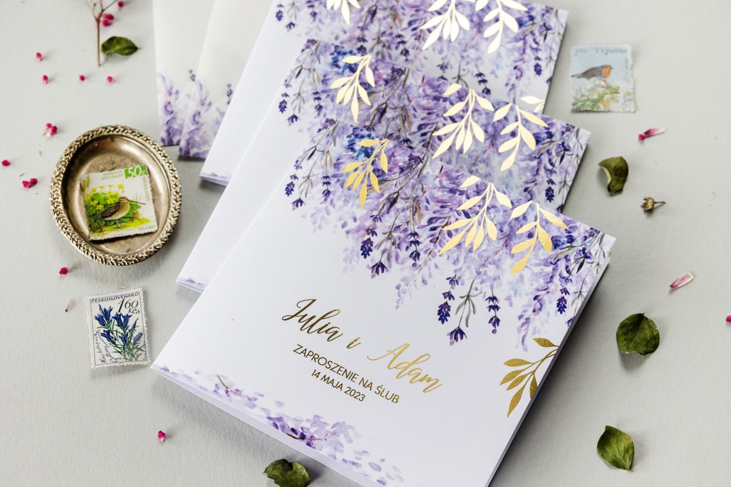 Zaproszenie na Wesele Rubin nr 5 – Styl Glamour z Rubinowymi Kwiatami - 3