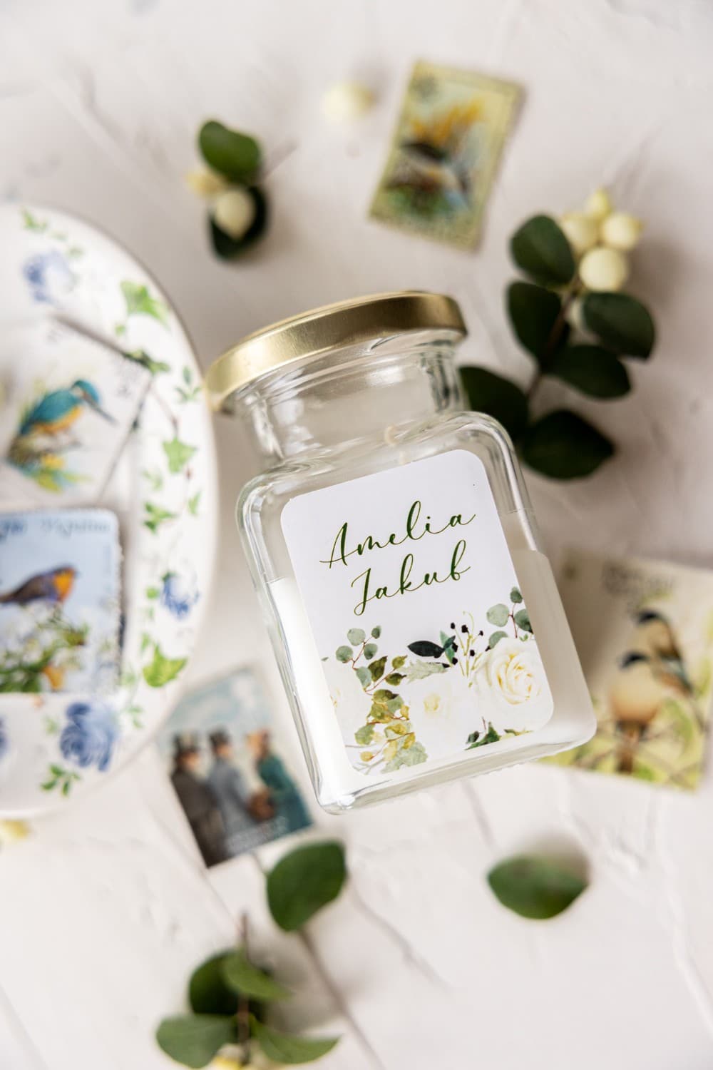 Świeczka Sojowa Korani nr 12 – Kwiatowa z Różą i Podziękowanie dla Gości