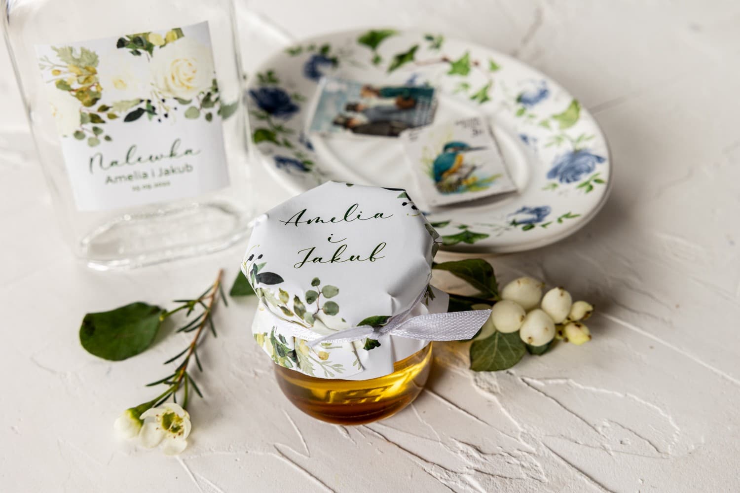 Miodki Ślubne Korani nr 12 – Słodkie Podziękowanie z Białą Różą i Eukaliptusem - 3