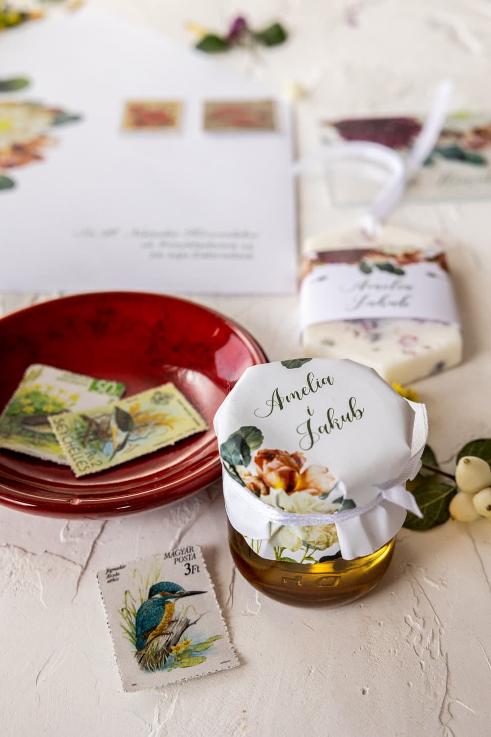 Miodki Ślubne Korani nr 13 – Słodkie Podziękowanie z Burgundową Dalią