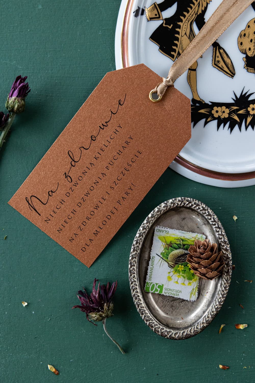 Zaproszenia ślubne miedziane na perłowym papierze w stylu glamour – Modern nr 1 - 3