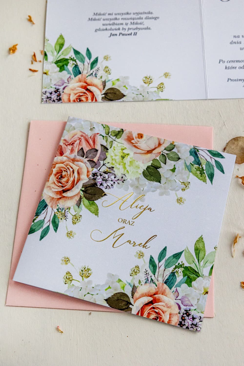 Zaproszenia Ślubne Glamour ze Złoceniem – Szafirowe nr 11