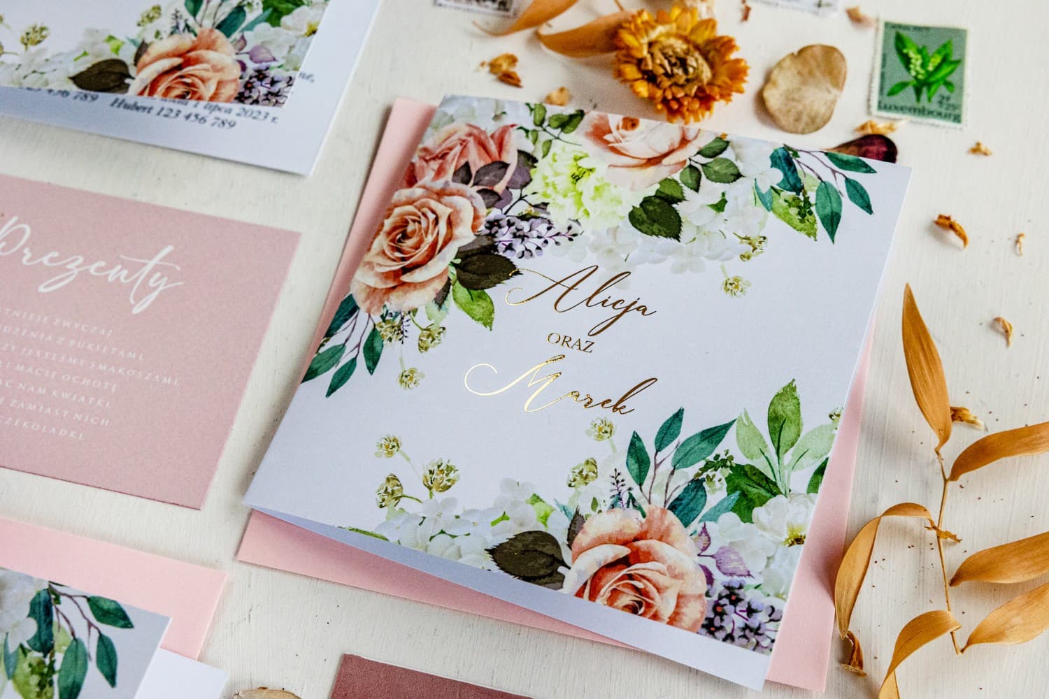 Zaproszenia Ślubne Glamour ze Złoceniem – Szafirowe nr 11 - 3