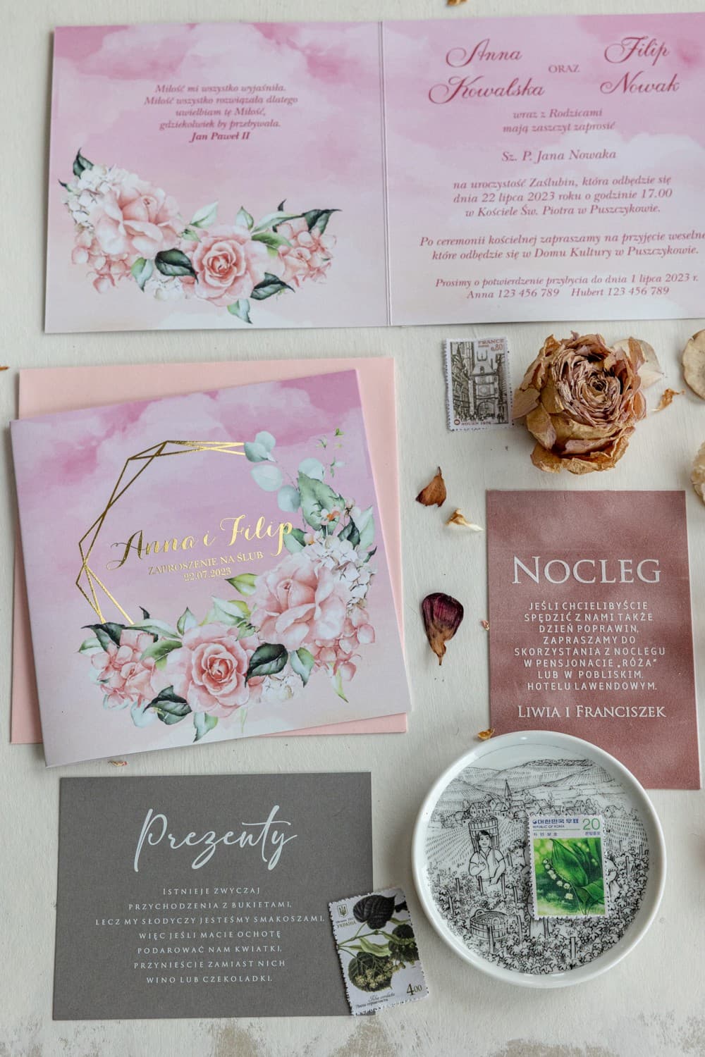 Próbka Zaproszenia Ślubnego, Granatowy Motyw | Eleganckie Próbki Zaproszeń Ślubnych | Szafirowe nr 16