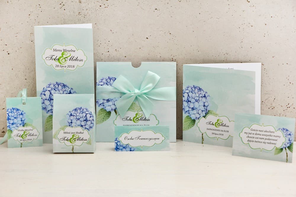 Zaproszenia Ślubne Felicja nr 16 – Błękitna Hortensja i Mięta