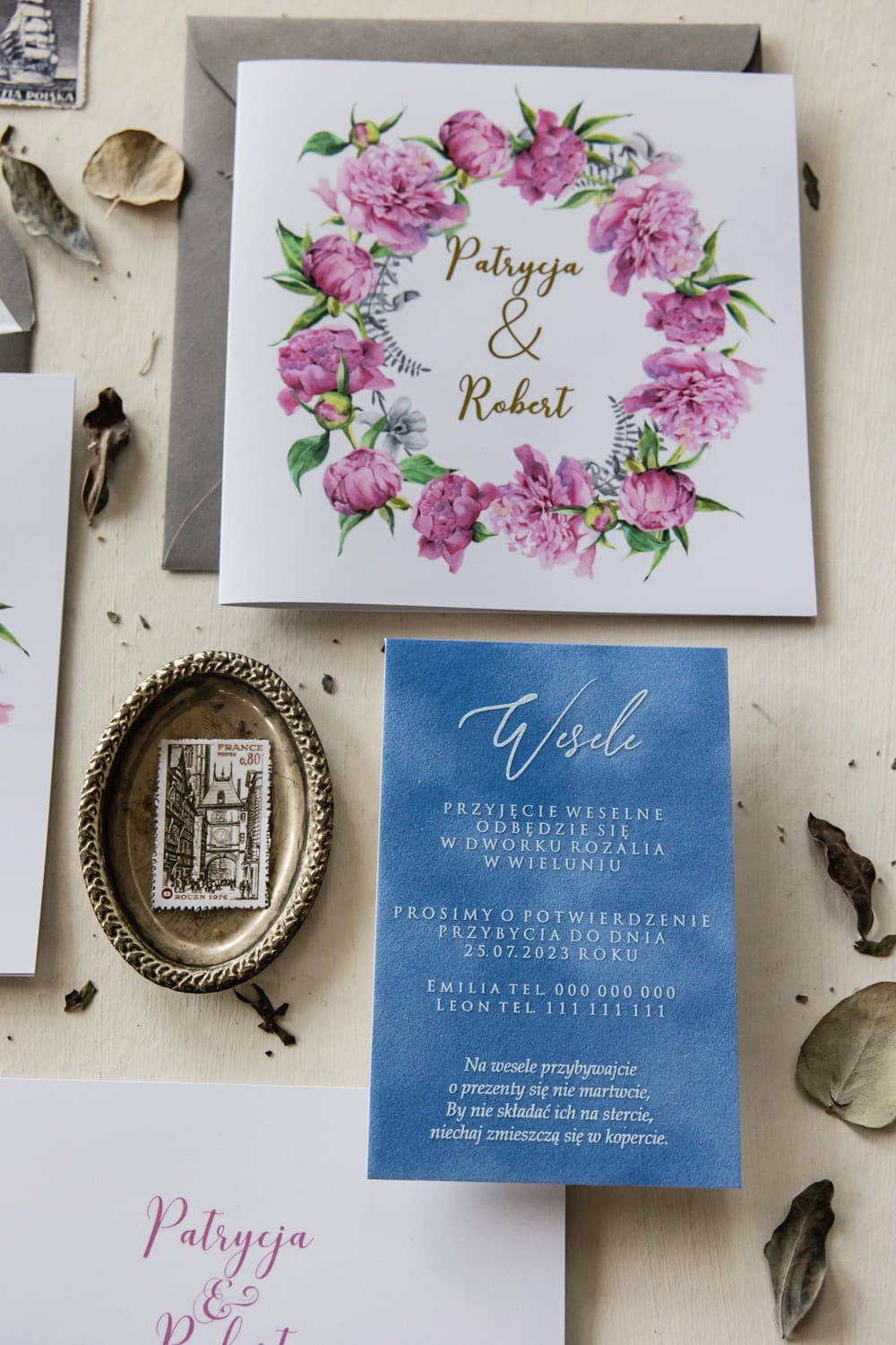 Zaproszenie Weselne Cykade nr 10 – Złocona Piwonia i Paproć - 2
