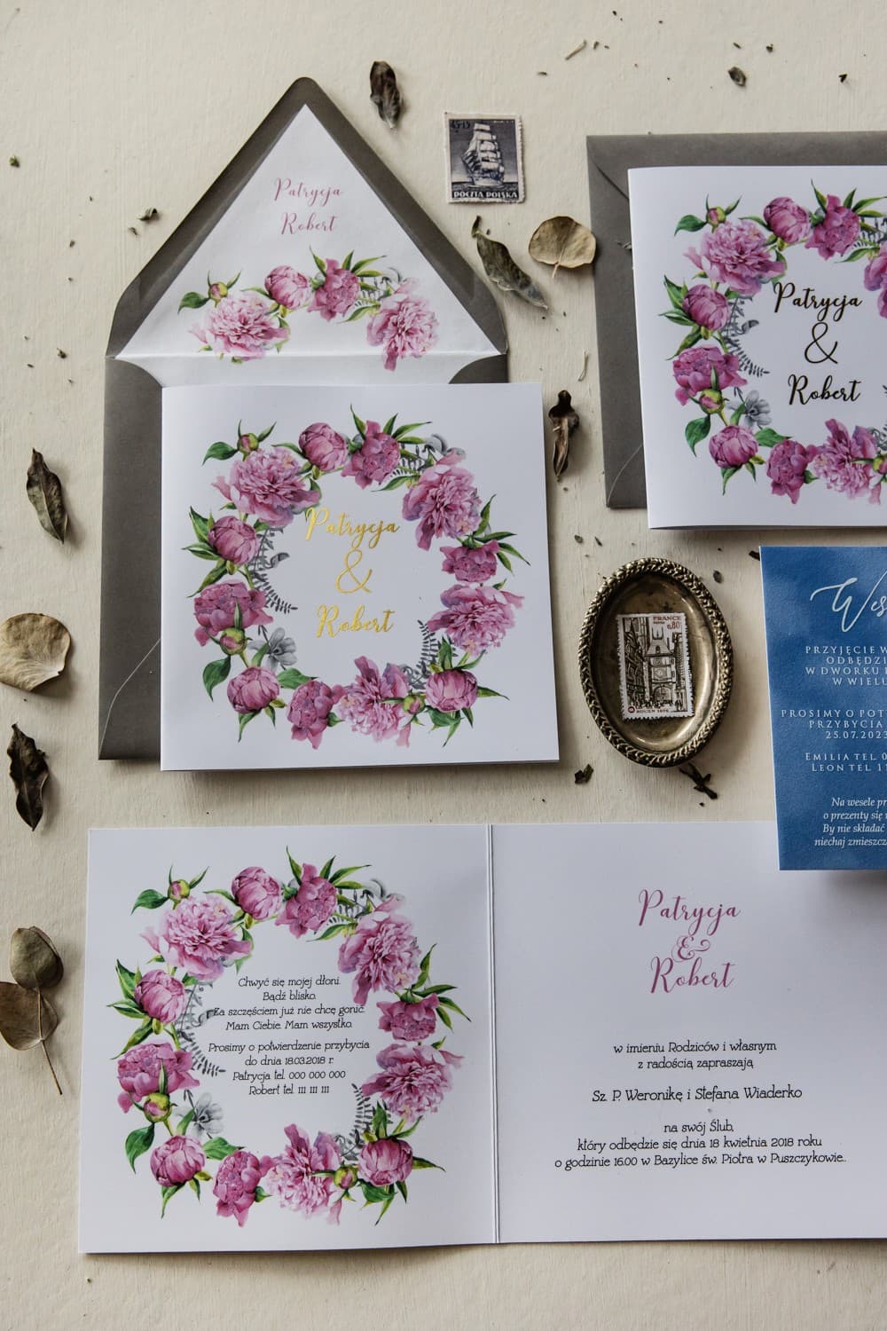 Zaproszenie Weselne Cykade nr 10 – Złocona Piwonia i Paproć - 3